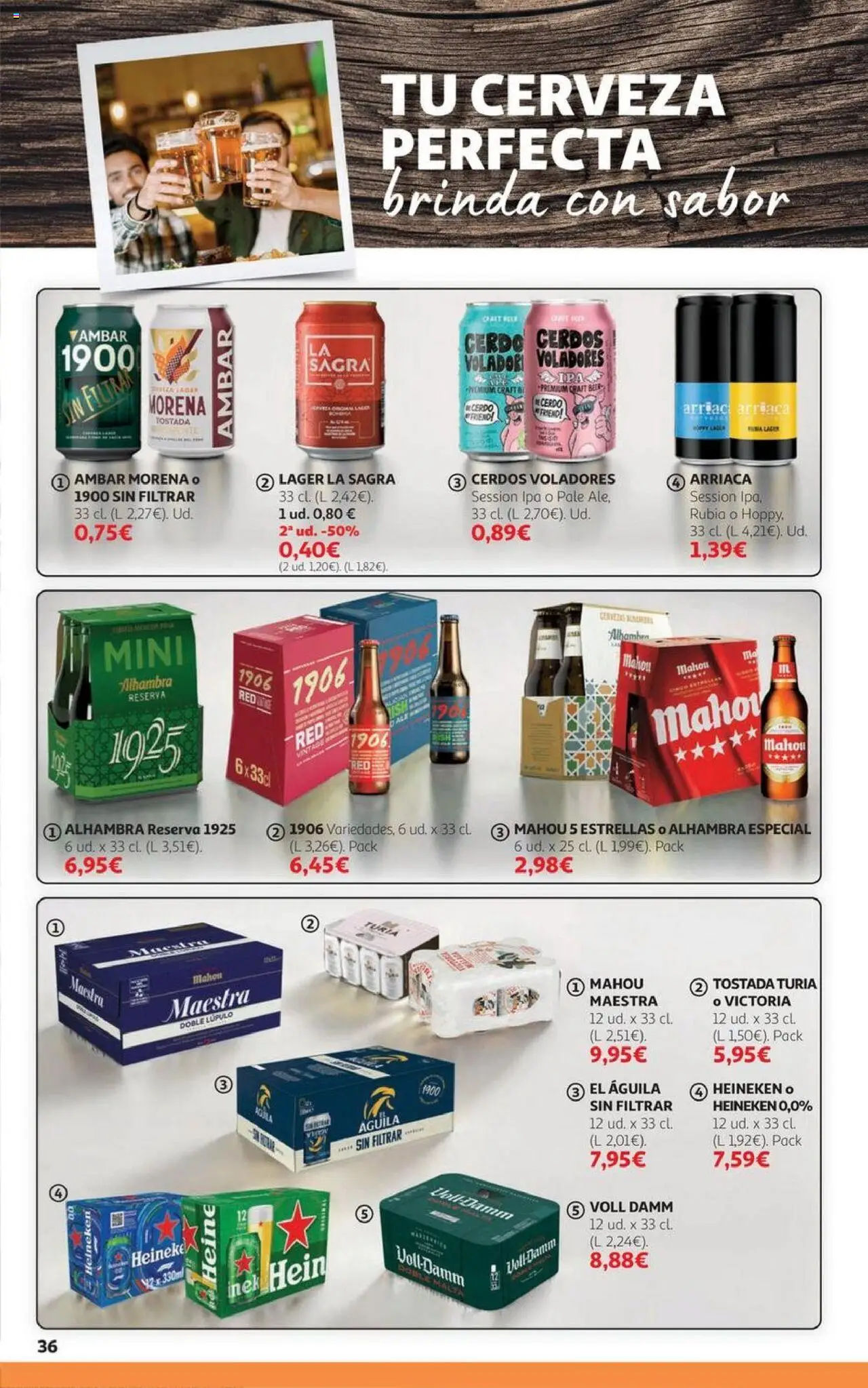 Alcampo - HG Andalucía │ válido desde el 06.10.2025 | Página: 36 | Productos: Cerveza, Cerdo, Σπανάκι