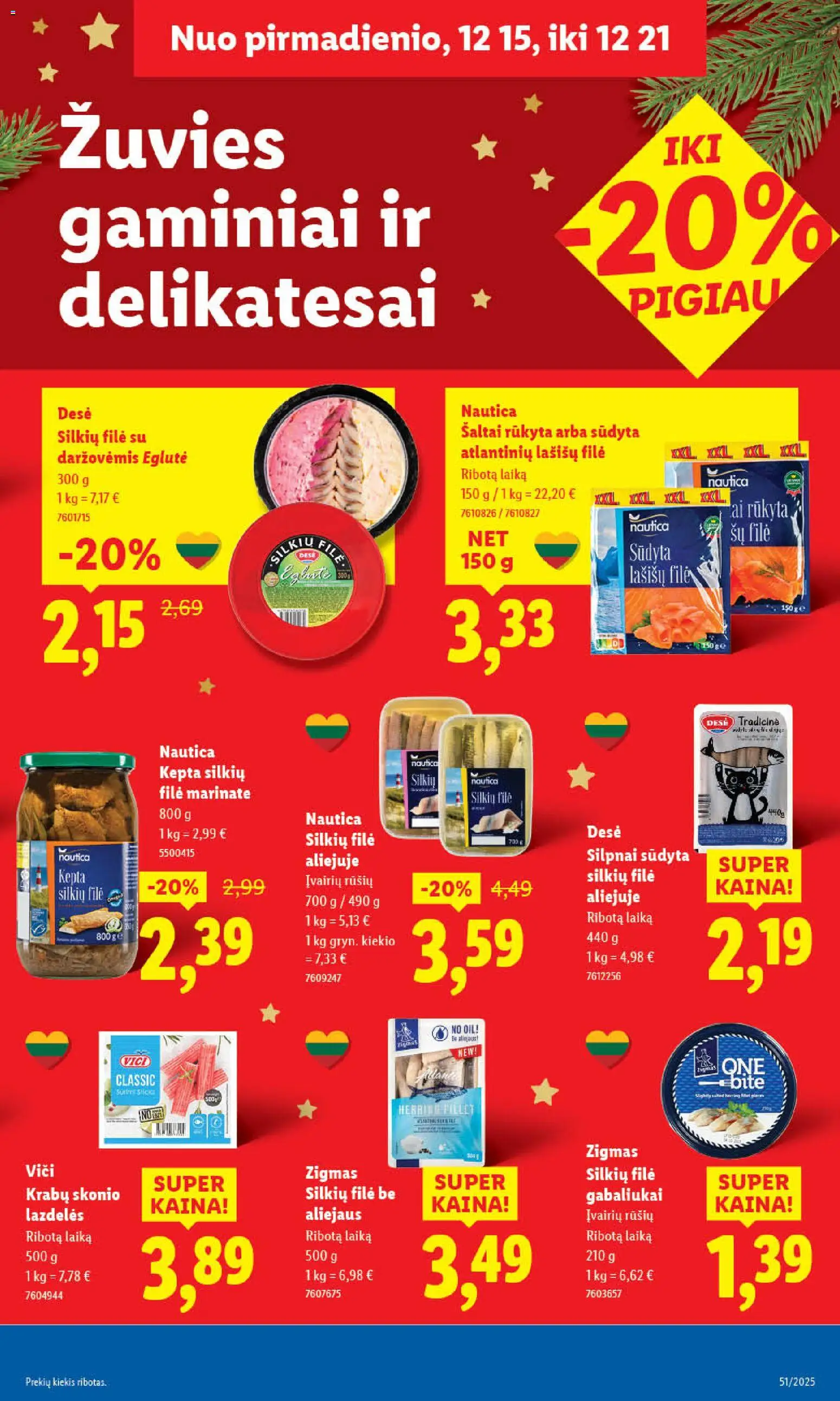 LIDL akcijos nuo 15.12.2025 | Puslapis: 31 | Prekių: Silkių filė, Lašišų filė