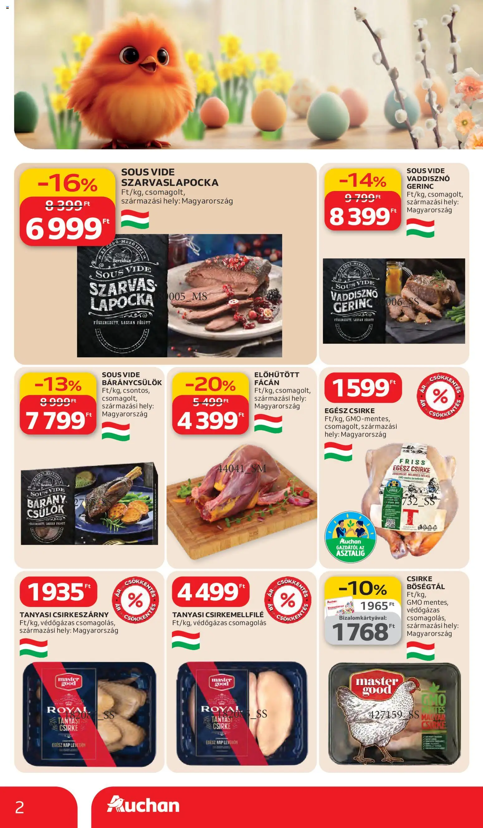 Auchan akciós ujság - amely érvényes a következő dátumtól: 05.03.2026 | Oldal: 2 | Termékek: Báránycsülök, Egész csirke