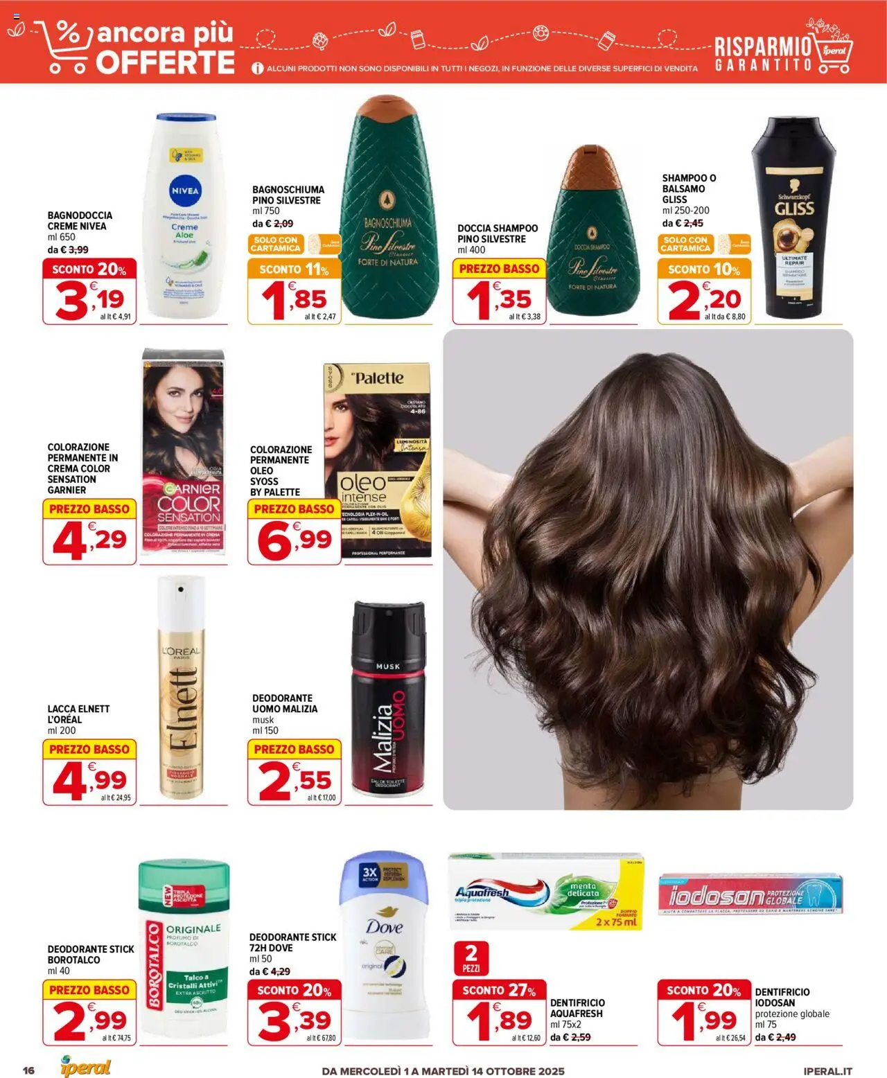 Volantino Iperal del 01.10.2025 | Pagina: 16 | Prodotti: Lacca, Cioccolato, Dentifricio, Profumo
