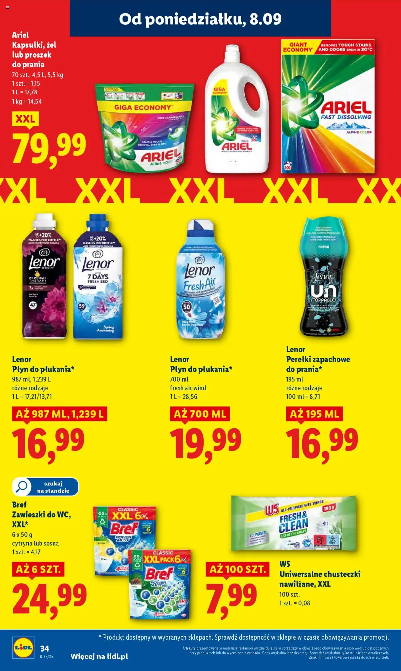 Lidl Gazetka od 08.09.2025 | Strona: 36 | Produkty: Cytryna, Ariel, Proszek do prania, Detergent