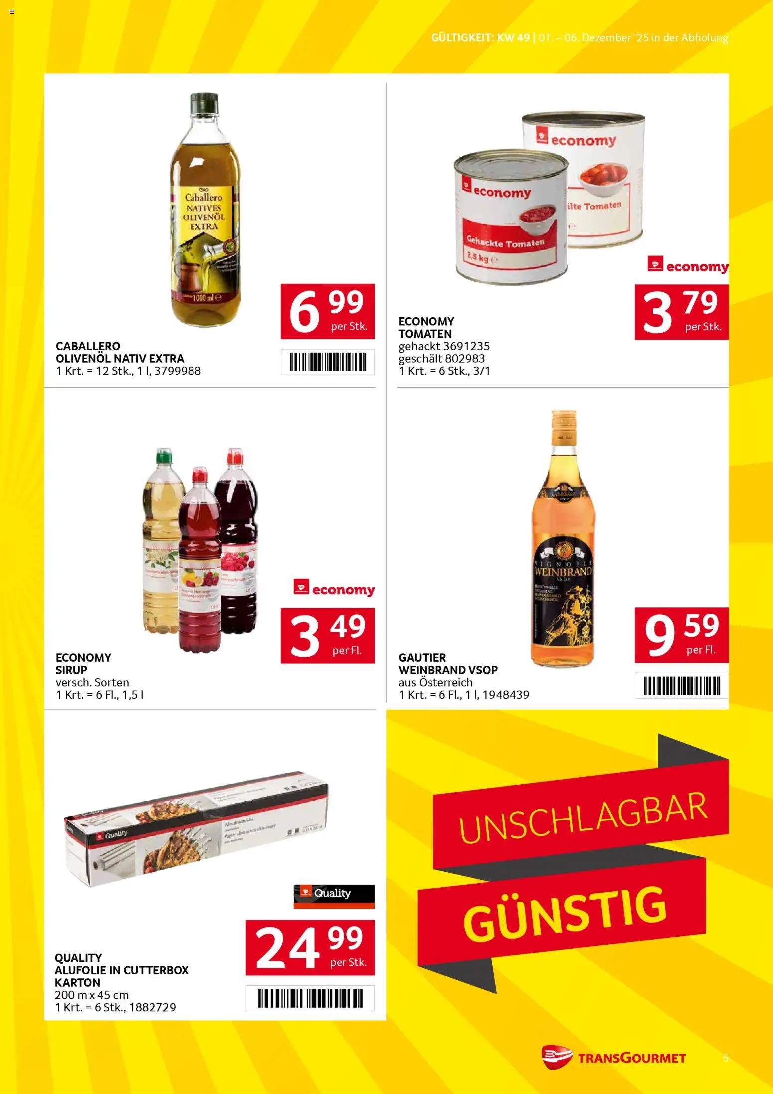 Transgourmet Flugblatt gültig ab 01.12.2025 | Seite: 5 | Produkte: Tomaten