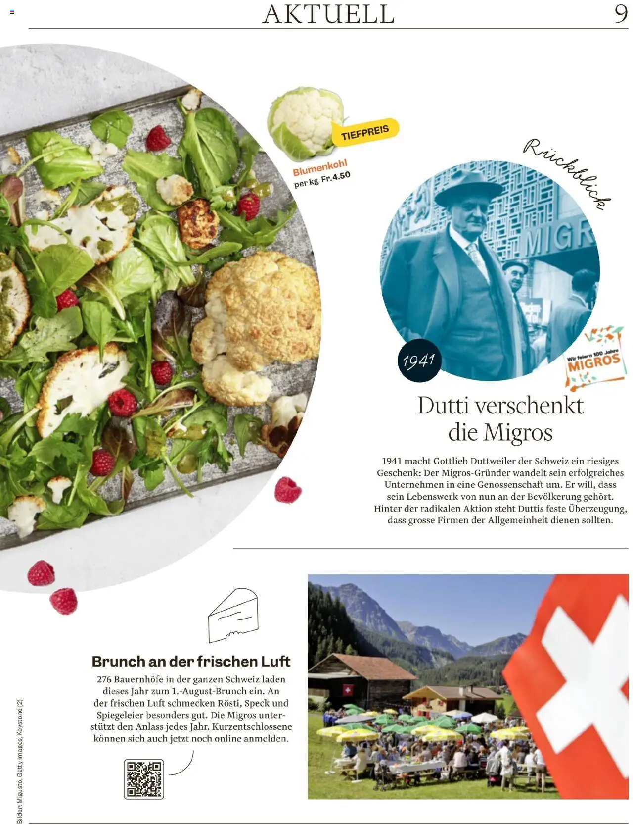 Migros - Magazin ab 28.07.2025 | Seite: 9 | Produkte: Blumenkohl, Bilder