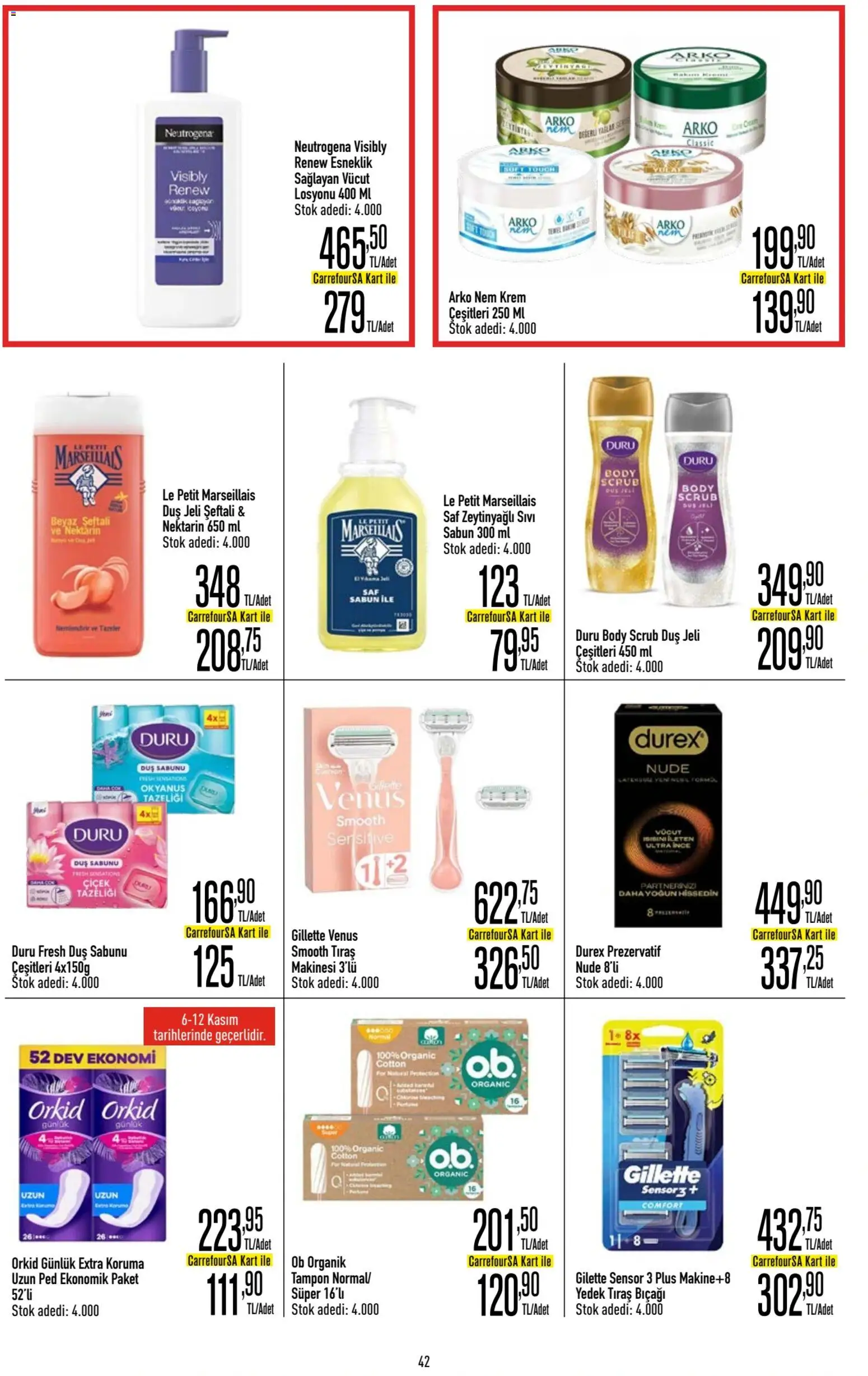 CarrefourSA Katalog - 06.11.2025 tarihinden itibaren geçerlidir | Sayfa: 42 | Ürünler: Prezervatif, Duş, Şeftali, Nektarin