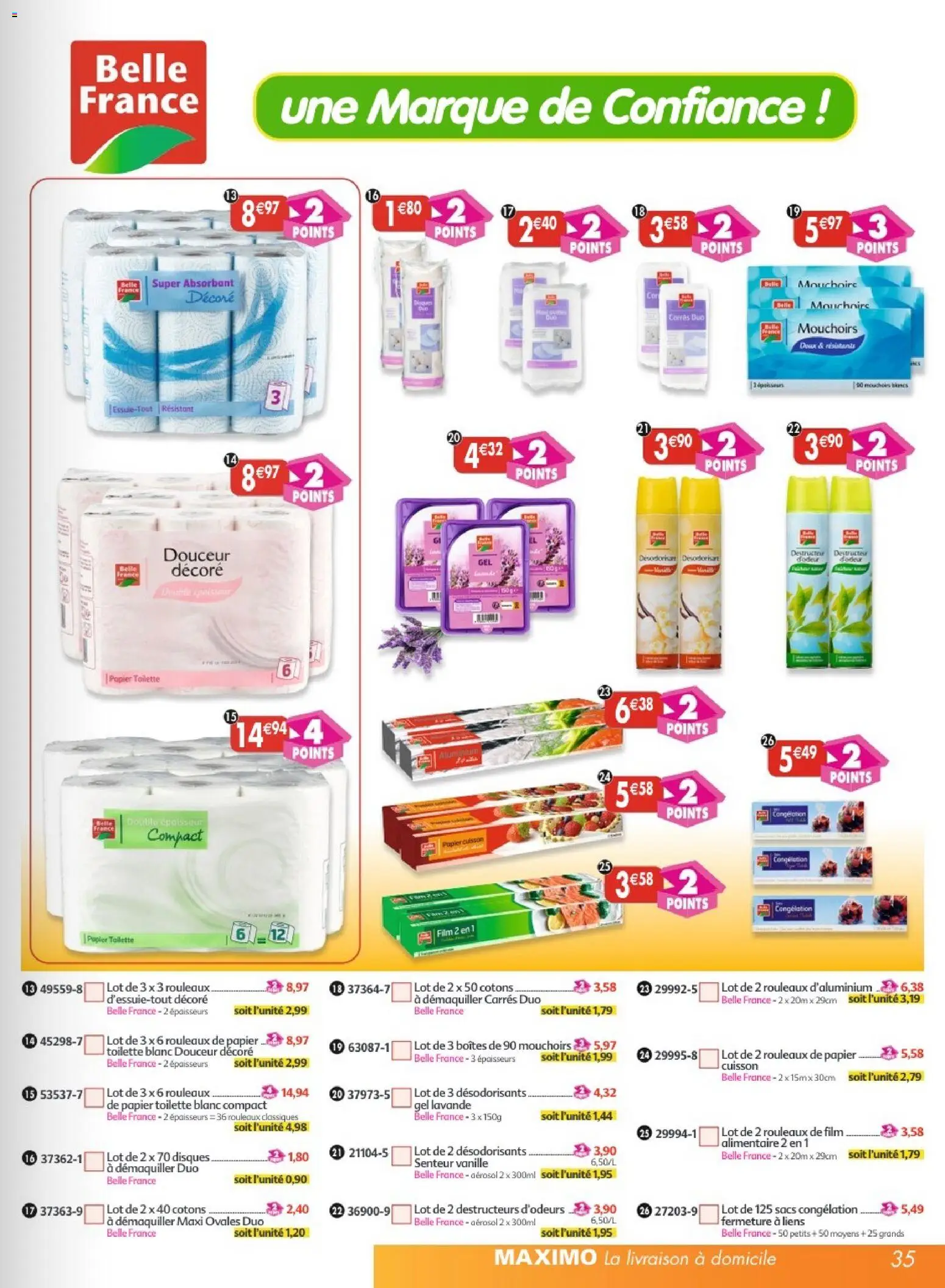 {H1} | Page: 35 | Produits: Lavande, Papier toilette, Mouchoirs