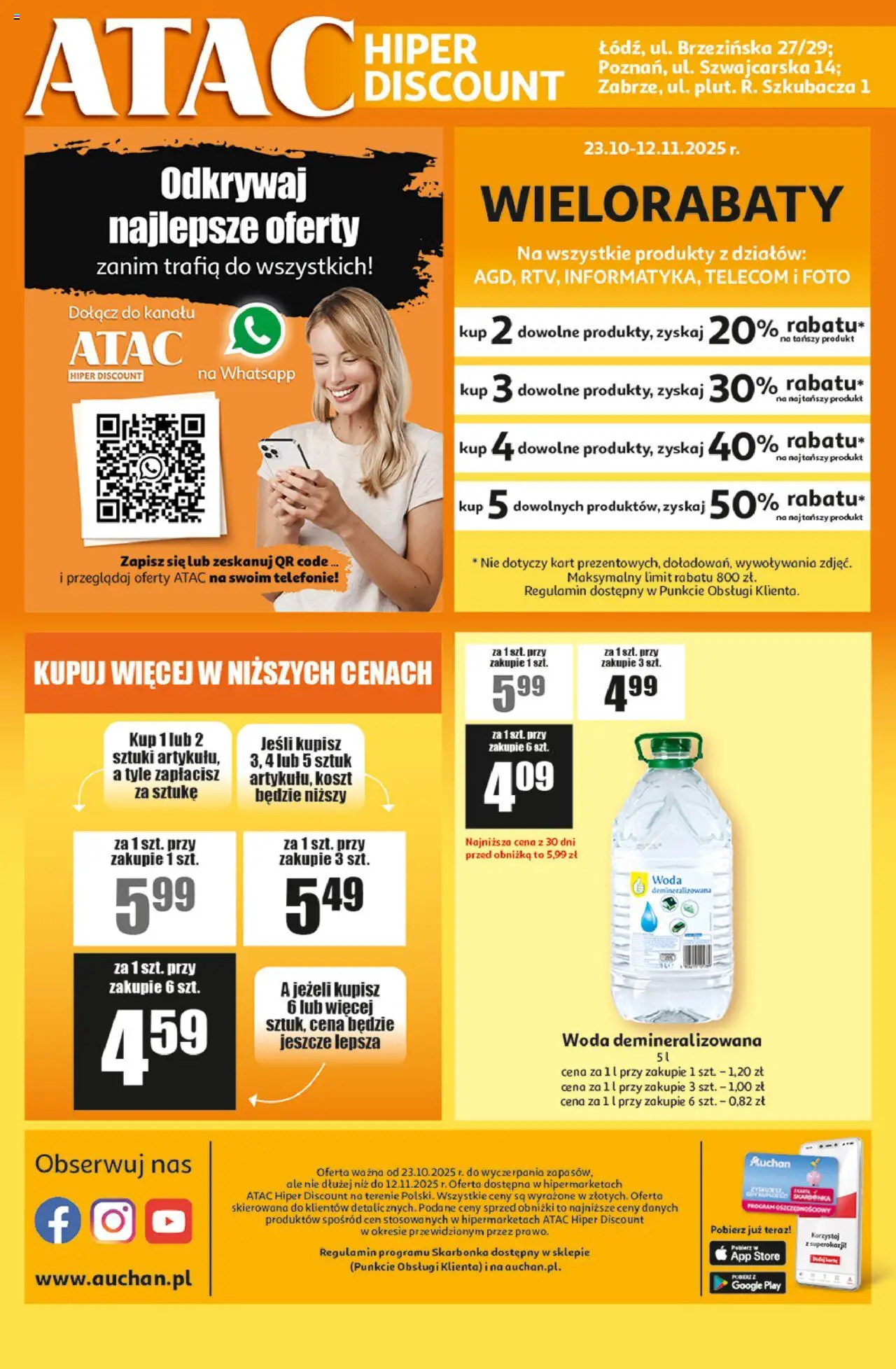 Auchan Gazetka - ATAC Hiper Discount od 23.10.2025 | Strona: 4 | Produkty: Woda