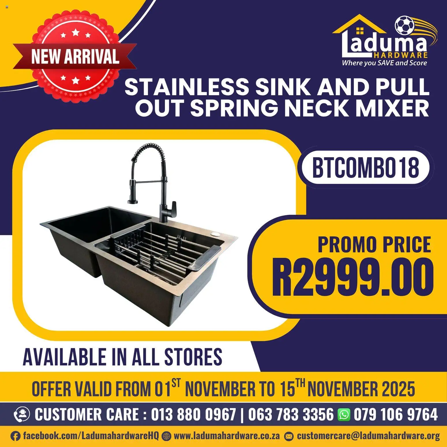 New Laduma Hardware catalogue – valid from 01.11.2025 | Page: 2 | Products: Mixer, Sink