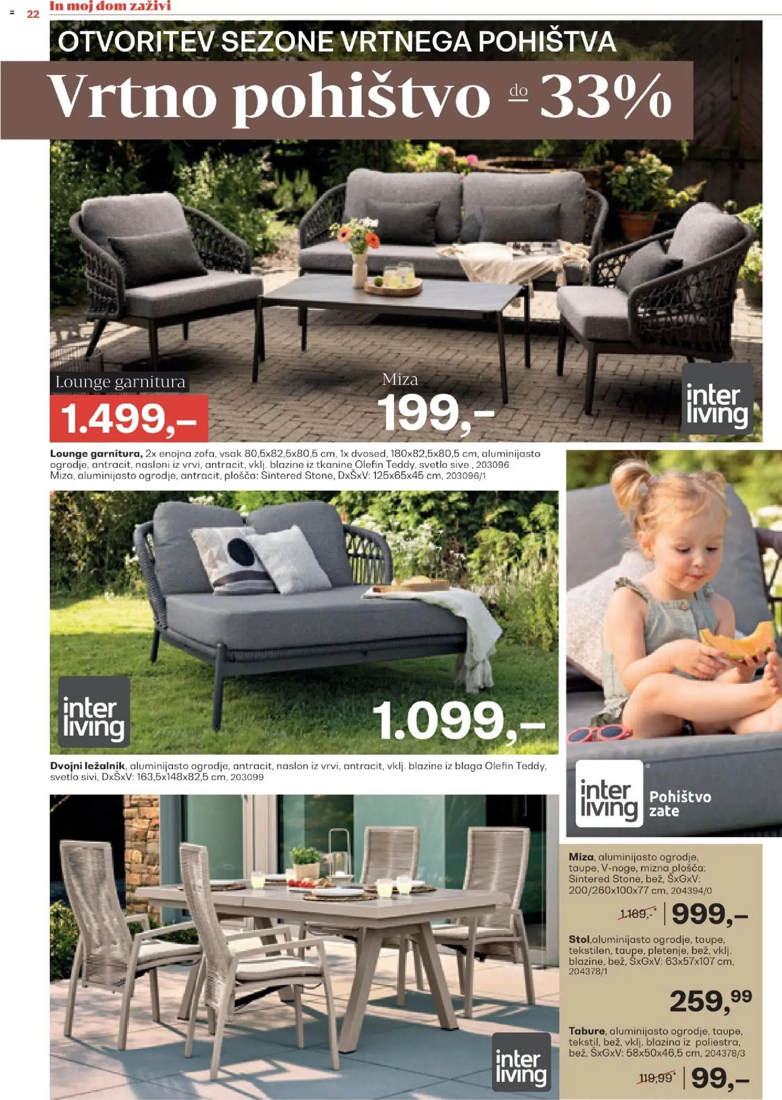 Novi Rutar katalog ponudbe – veljaven od 10.03.2026 | Stran: 22 | Izdelki: Pohištvo, Blazina, Miza, Vrtno pohistvo