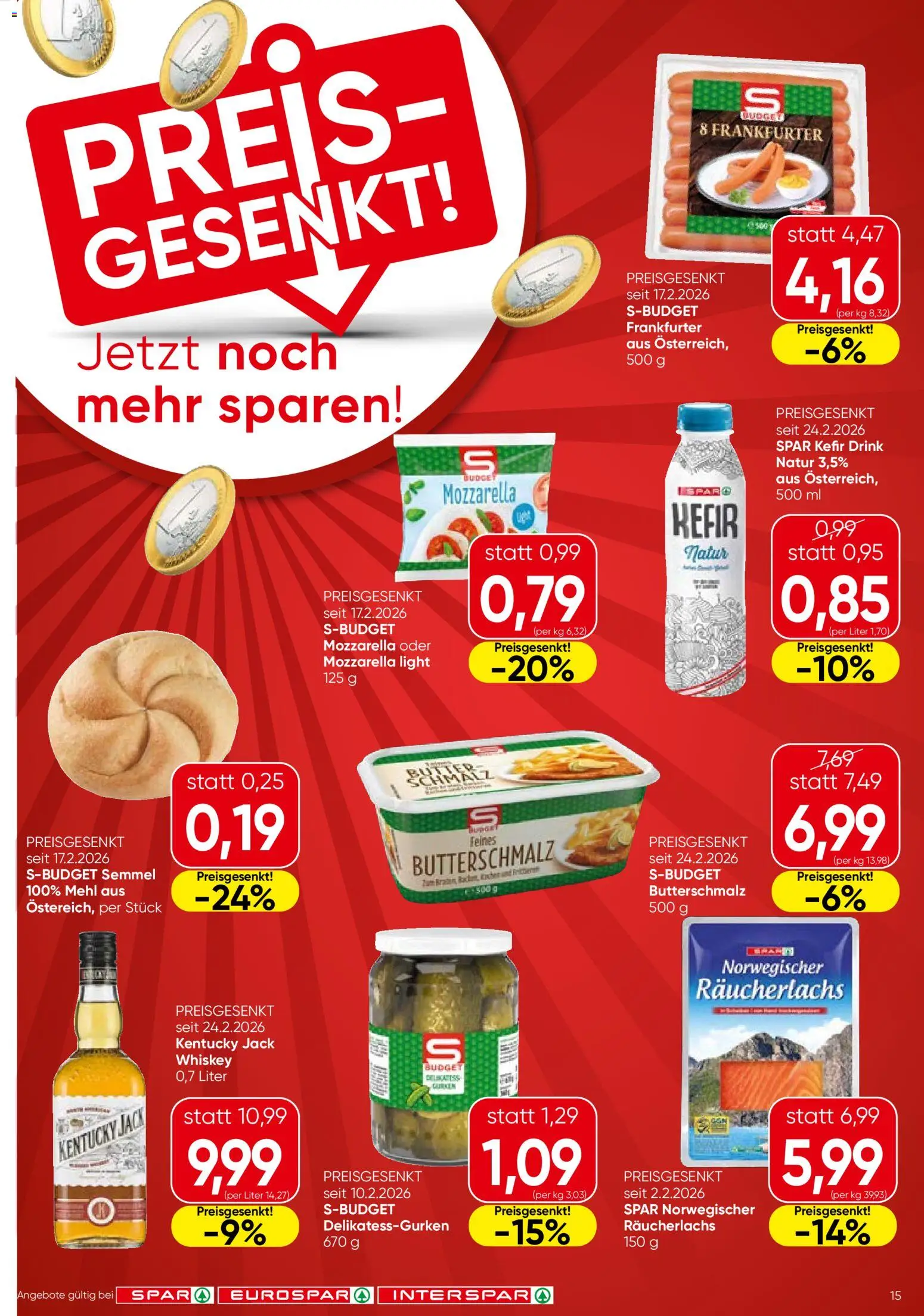 Spar Flugblatt - Tirol gültig ab 19.03.2026 | Seite: 15 | Produkte: Gurken, Whiskey