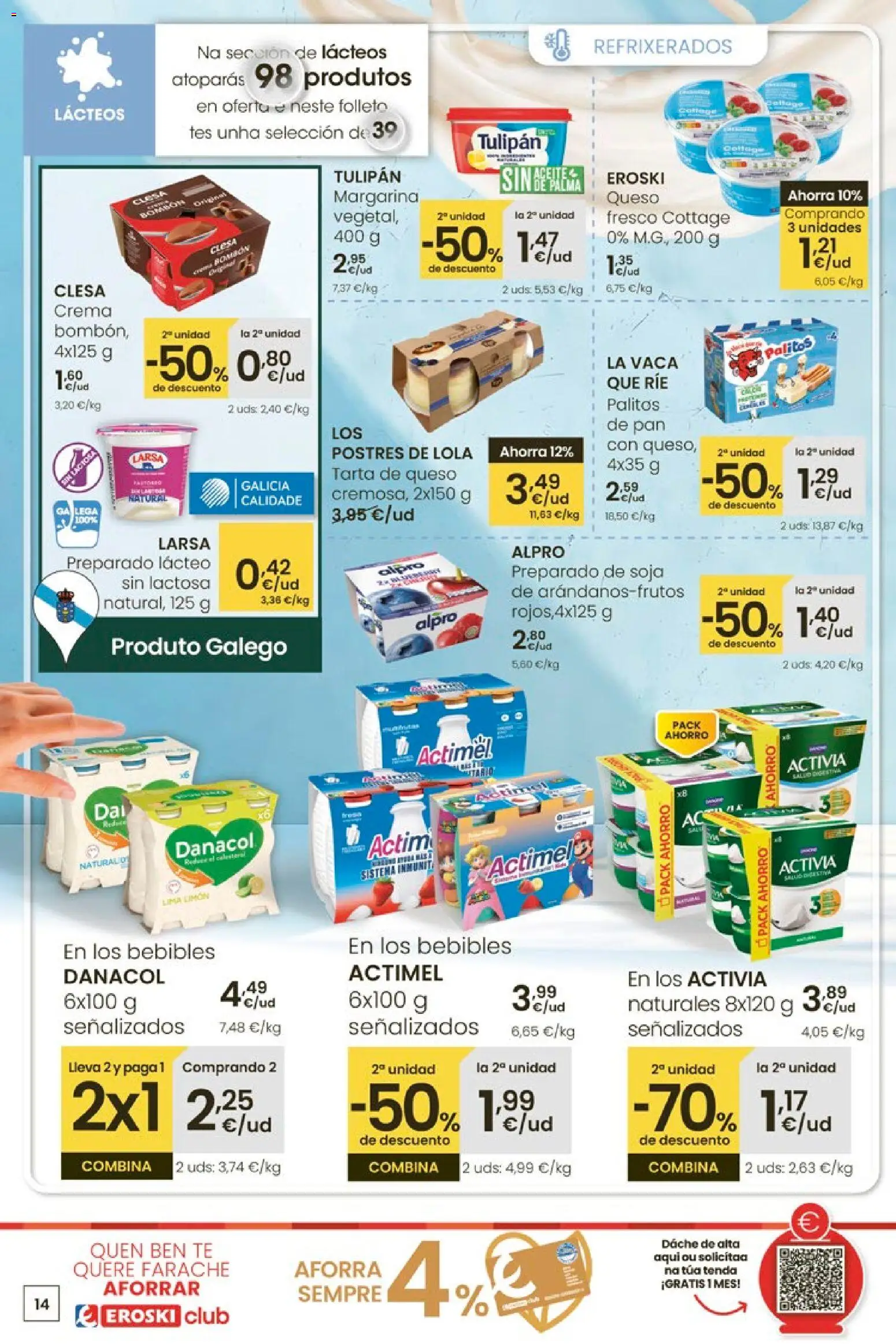 Eroski - 50 de descuento Center │ válido desde el 26.02.2026 | Página: 14 | Productos: Queso, Pan, Crema, Margarina