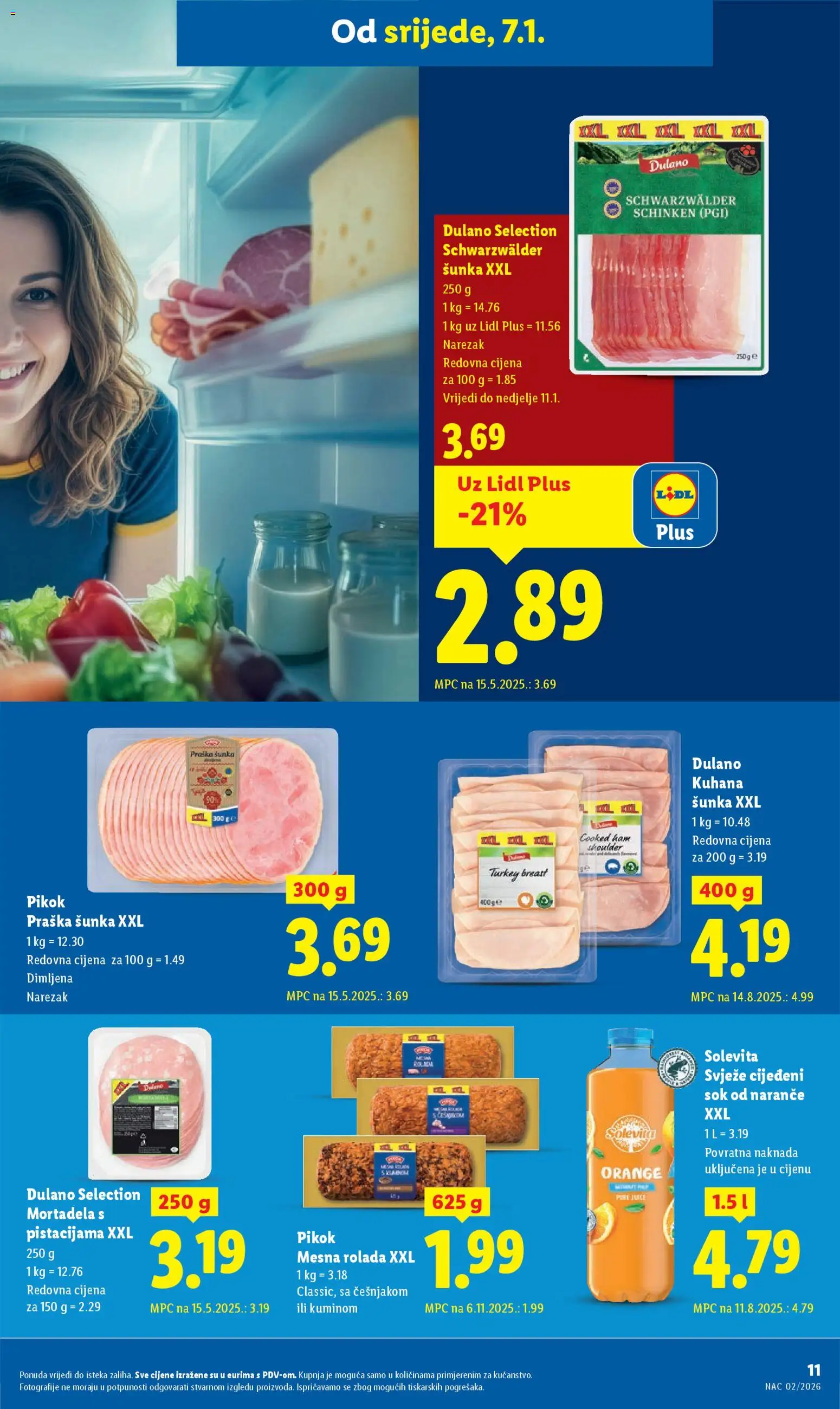 Lidl katalog | vrijedi od 07.01.2026 | Stranica: 11 | Proizvodi: Šunka, Naranče, Mortadela, Narezak