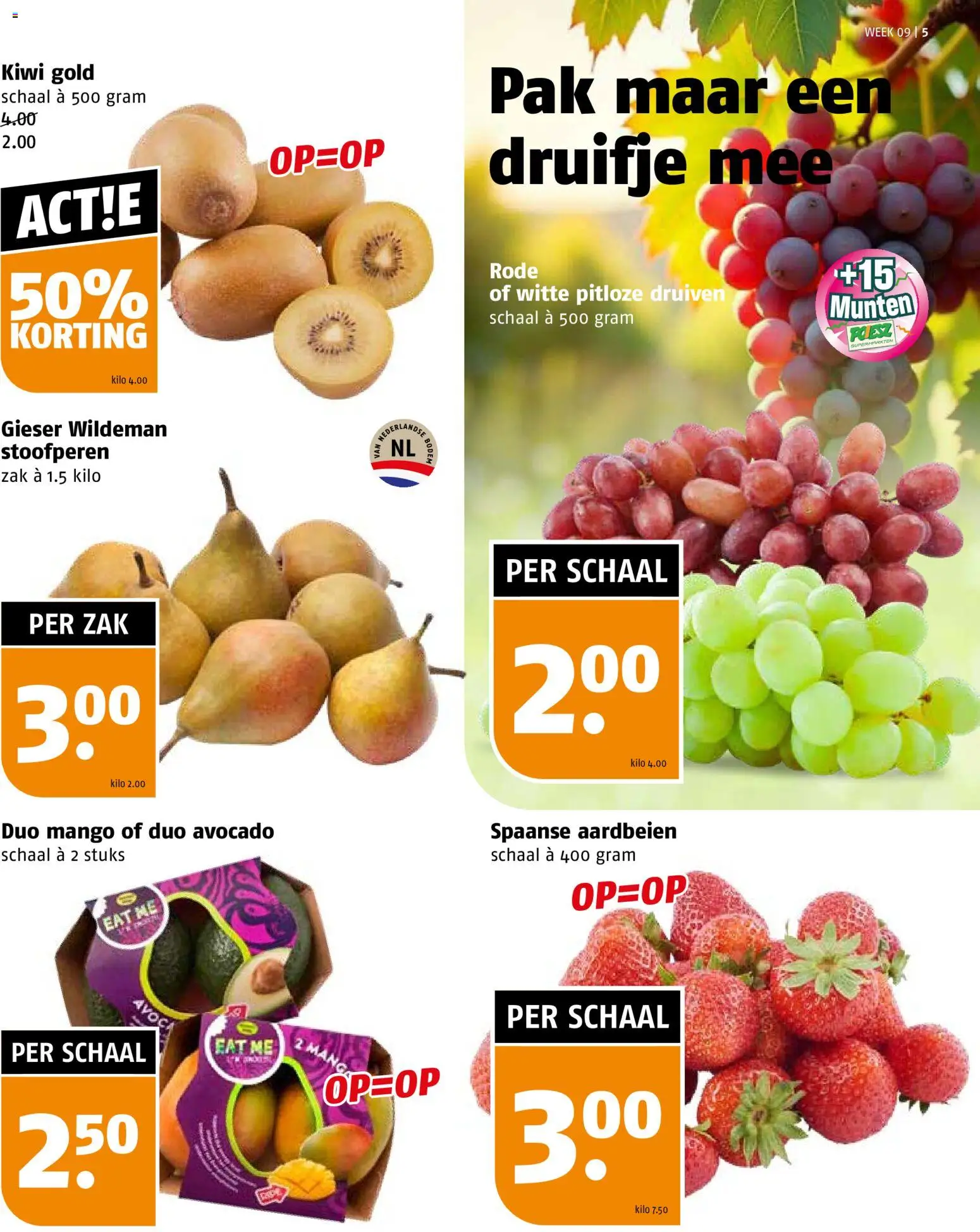 {H1} | Pagina: 5 | Producten: Kiwi, Schaal, Zak, Mango