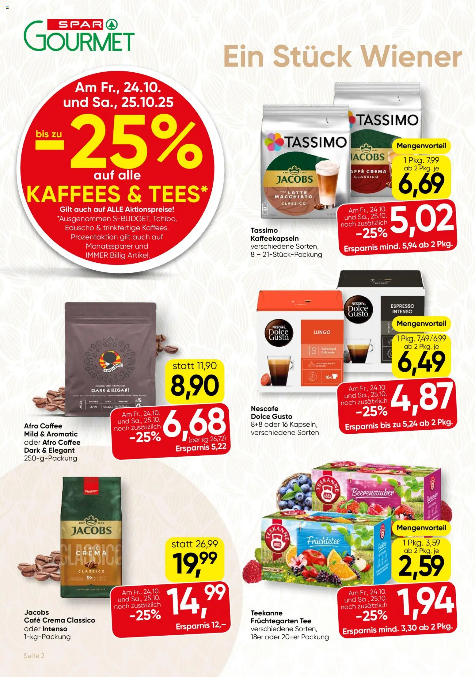 SPAR Gourmet Flugblatt gültig ab 23.10.2025 | Seite: 2 | Produkte: Tee