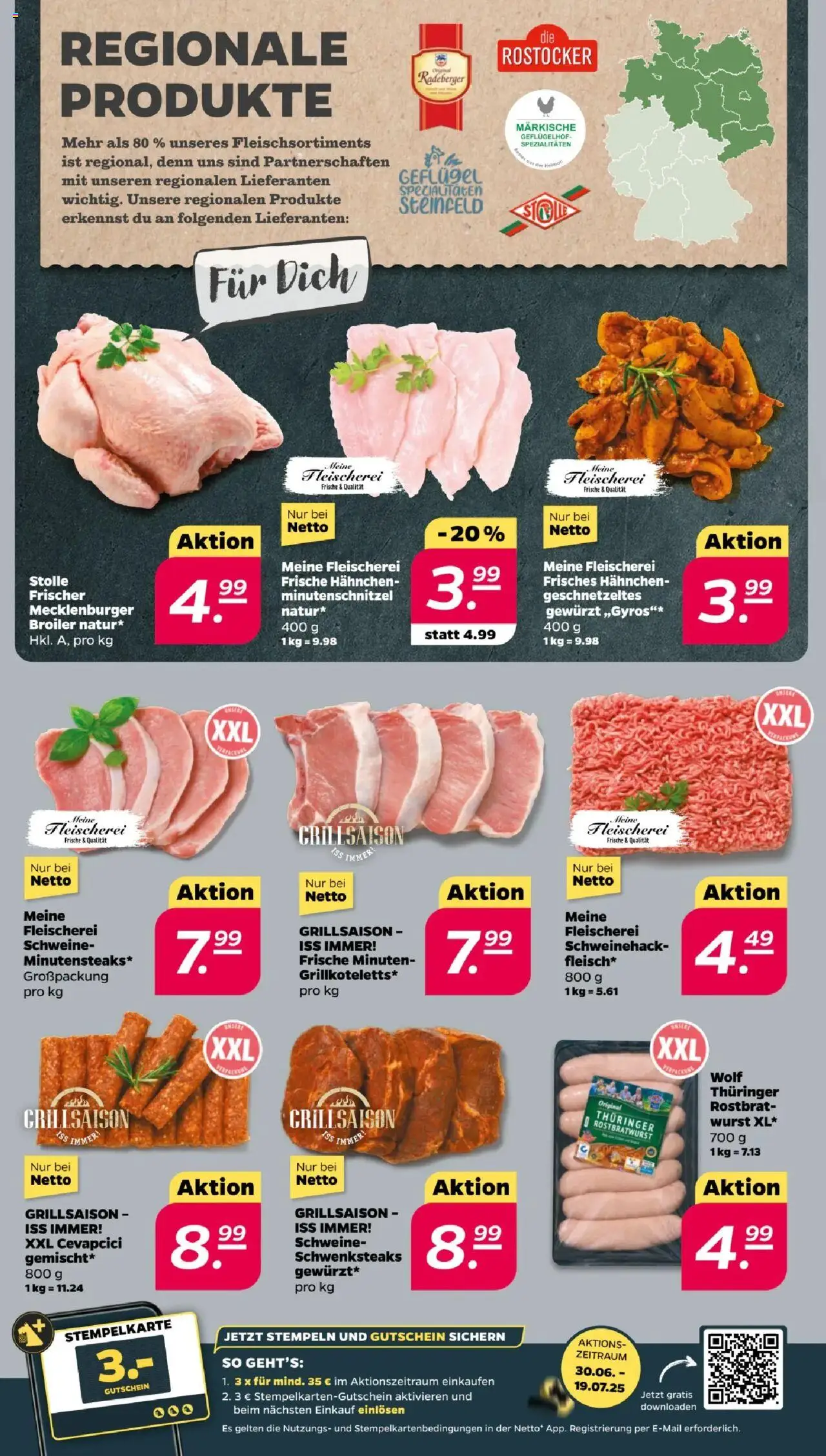 Netto Prospekt 	 - gültig ab dem 30.06.2025 | Seite: 4 | Produkte: Hahnchen, Cevapcici, Wurst, Steak