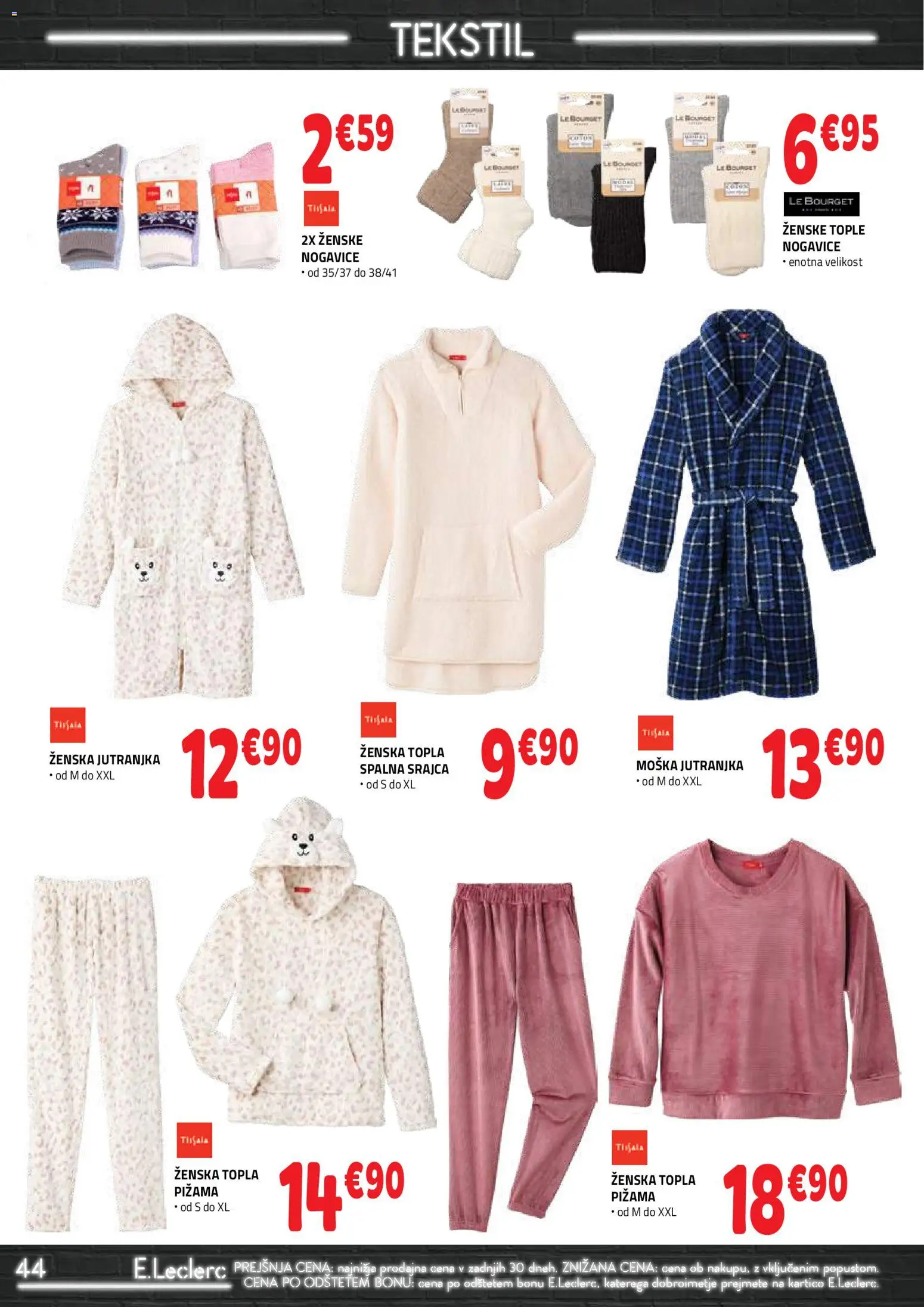 Novi E.leclerc katalog ponudbe – veljaven od 07.01.2026 | Stran: 44 | Izdelki: Srajca, Pižama, Nogavice