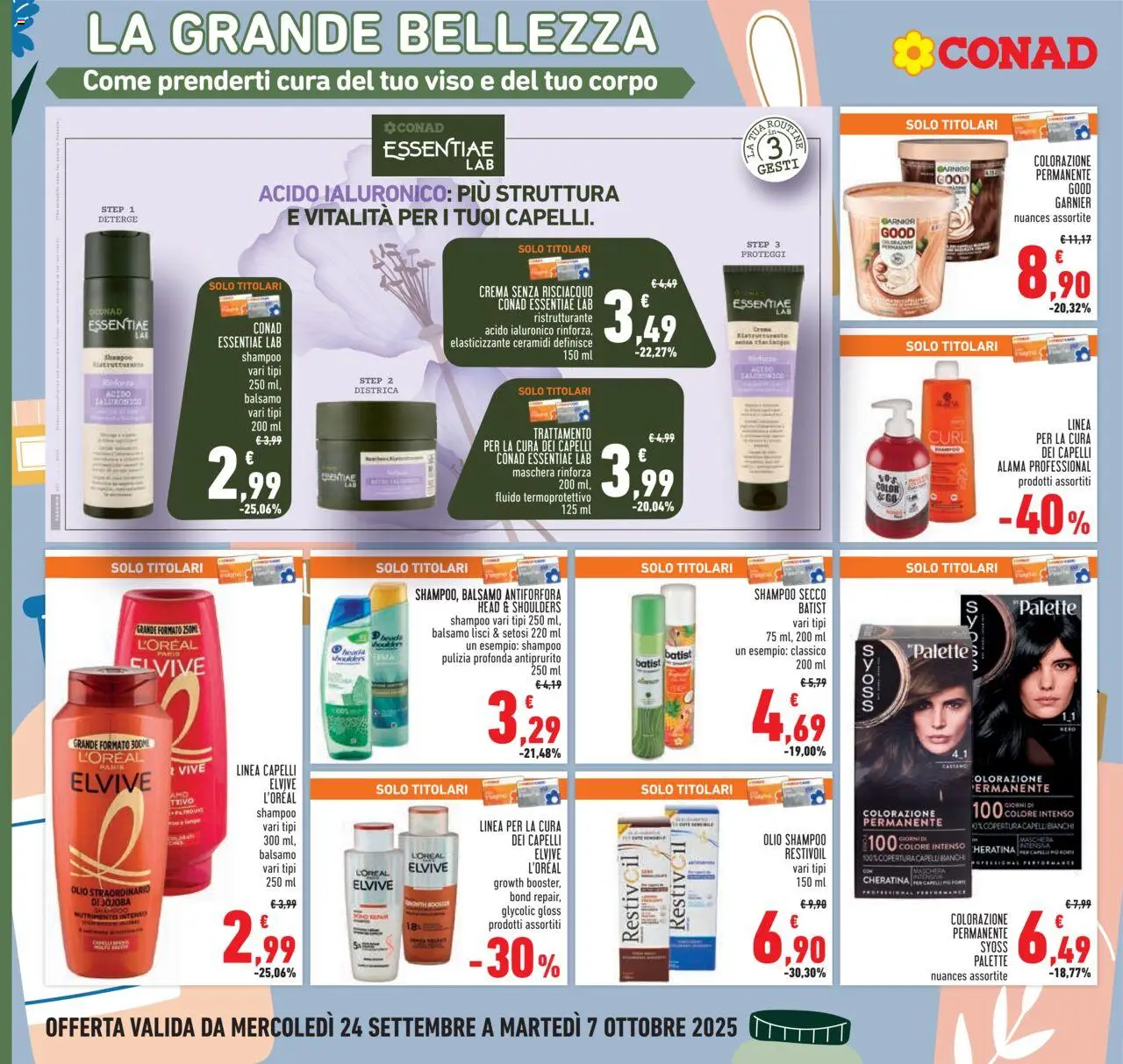 Volantino Conad del 24.09.2025 | Pagina: 24 | Prodotti: Shampoo, Crema, Maschera, Olio