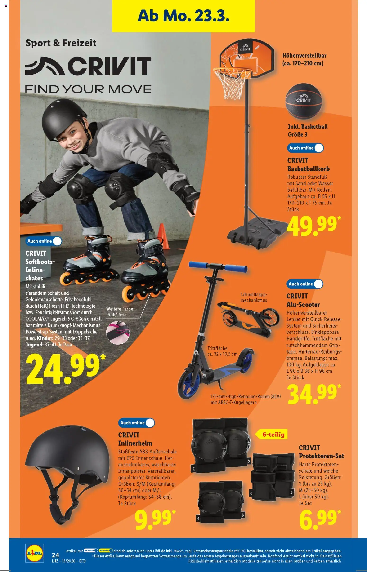 Lidl Prospekt – gültig ab 23.03.2026 | Seite: 12 | Produkte: Wasser, Basketball