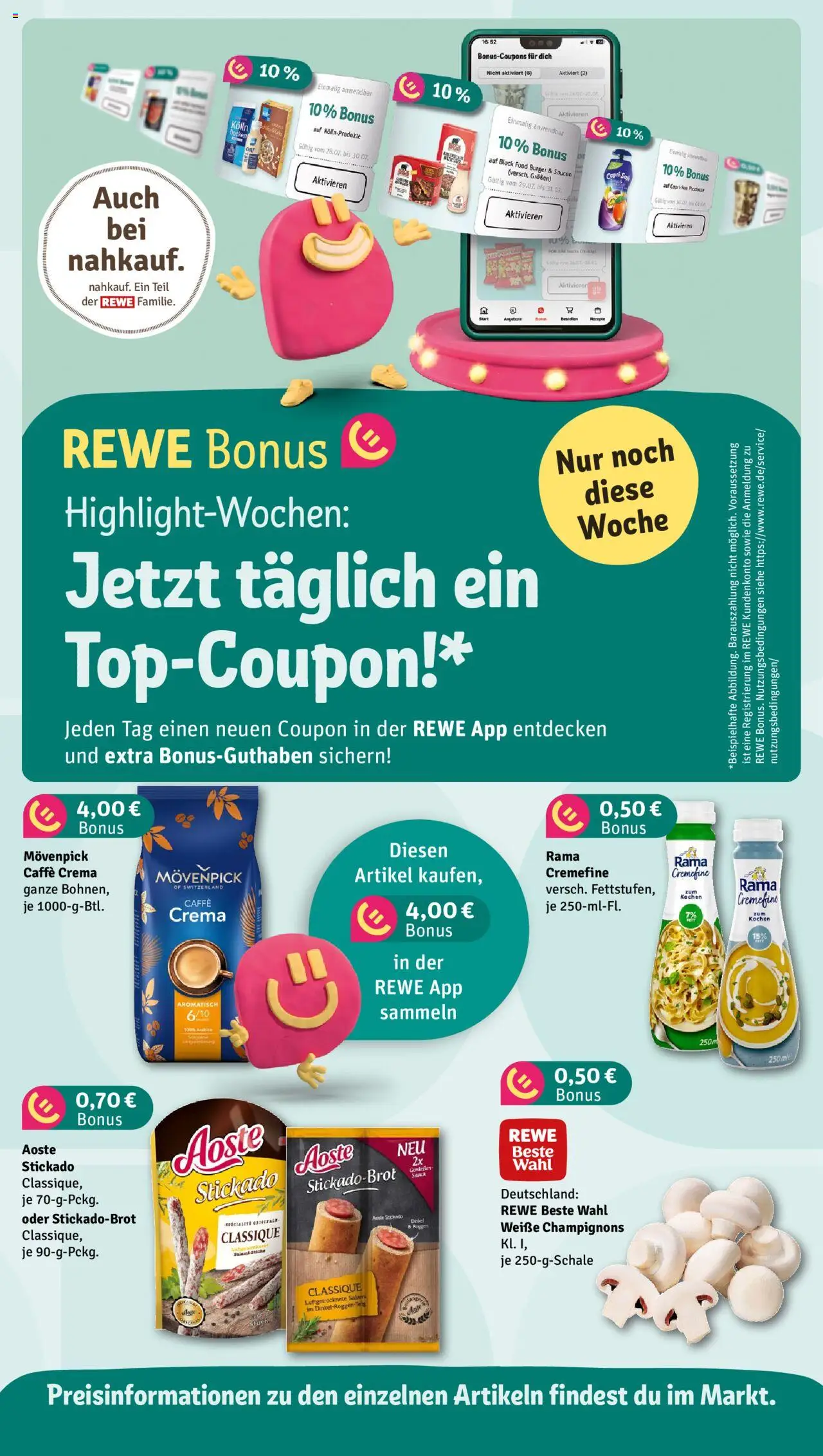 Nahkauf Prospekt - gültig ab dem 28.07.2025 | Seite: 4 | Produkte: Rama, Kocher, Capri sun, Champignons
