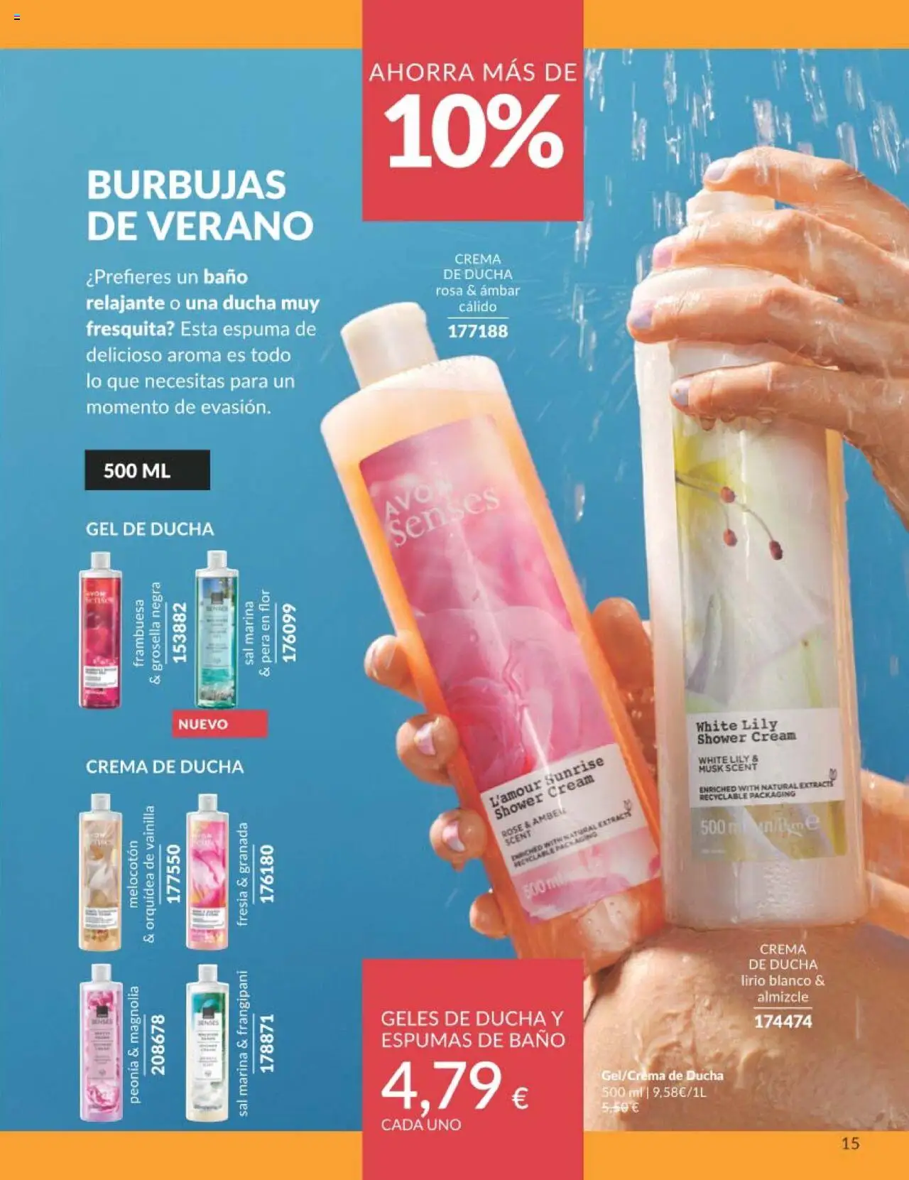 Catálogo AVON campaña 7 │ válido desde el 01.07.2025 | Página: 15 | Productos: Gel de ducha, Crema, Baño, Ducha