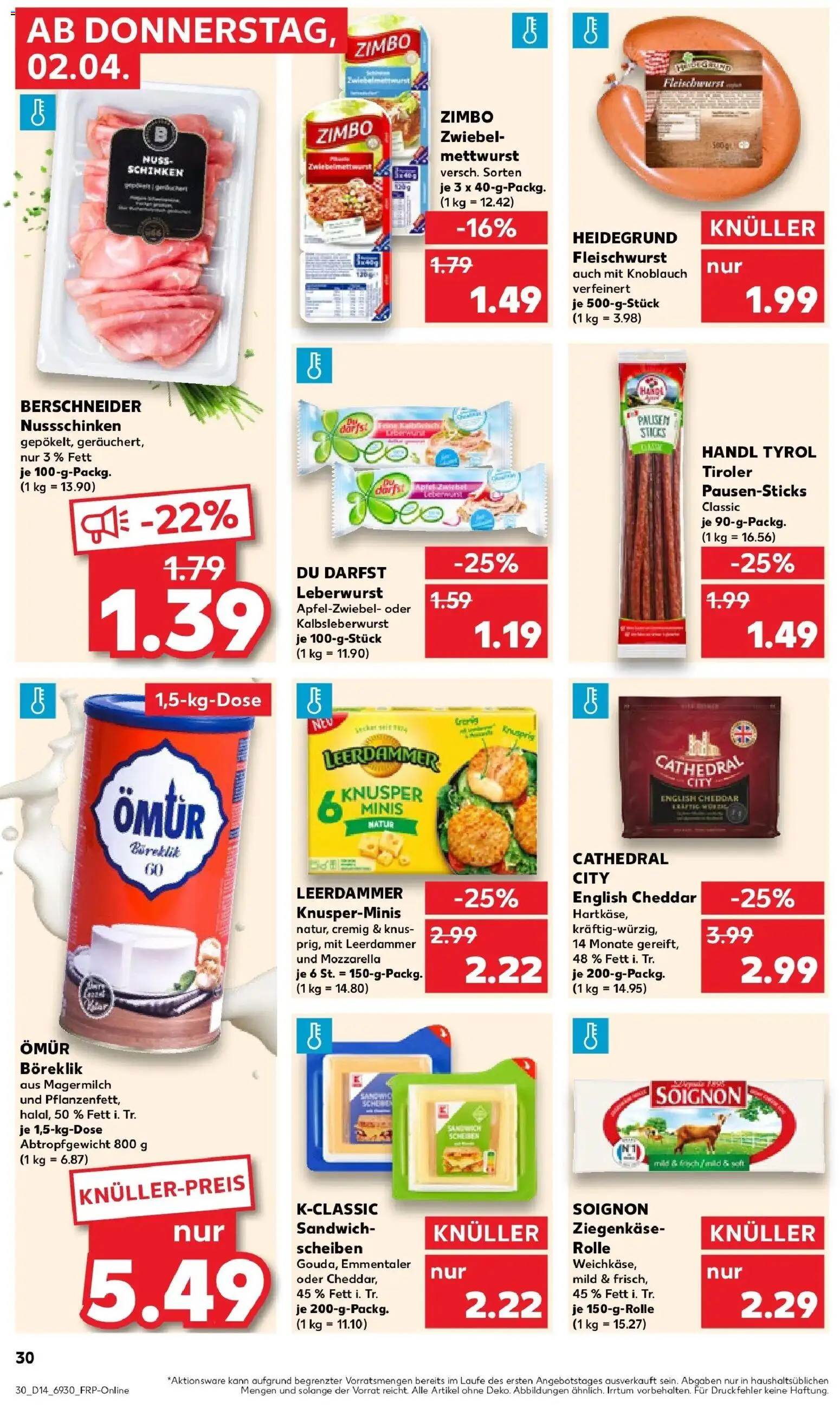 Kaufland Prospekt Lünen	 – gültig ab 30.03.2026 | Seite: 44 | Produkte: Mozzarella, Ziegenkäse, Knoblauch, Schinken
