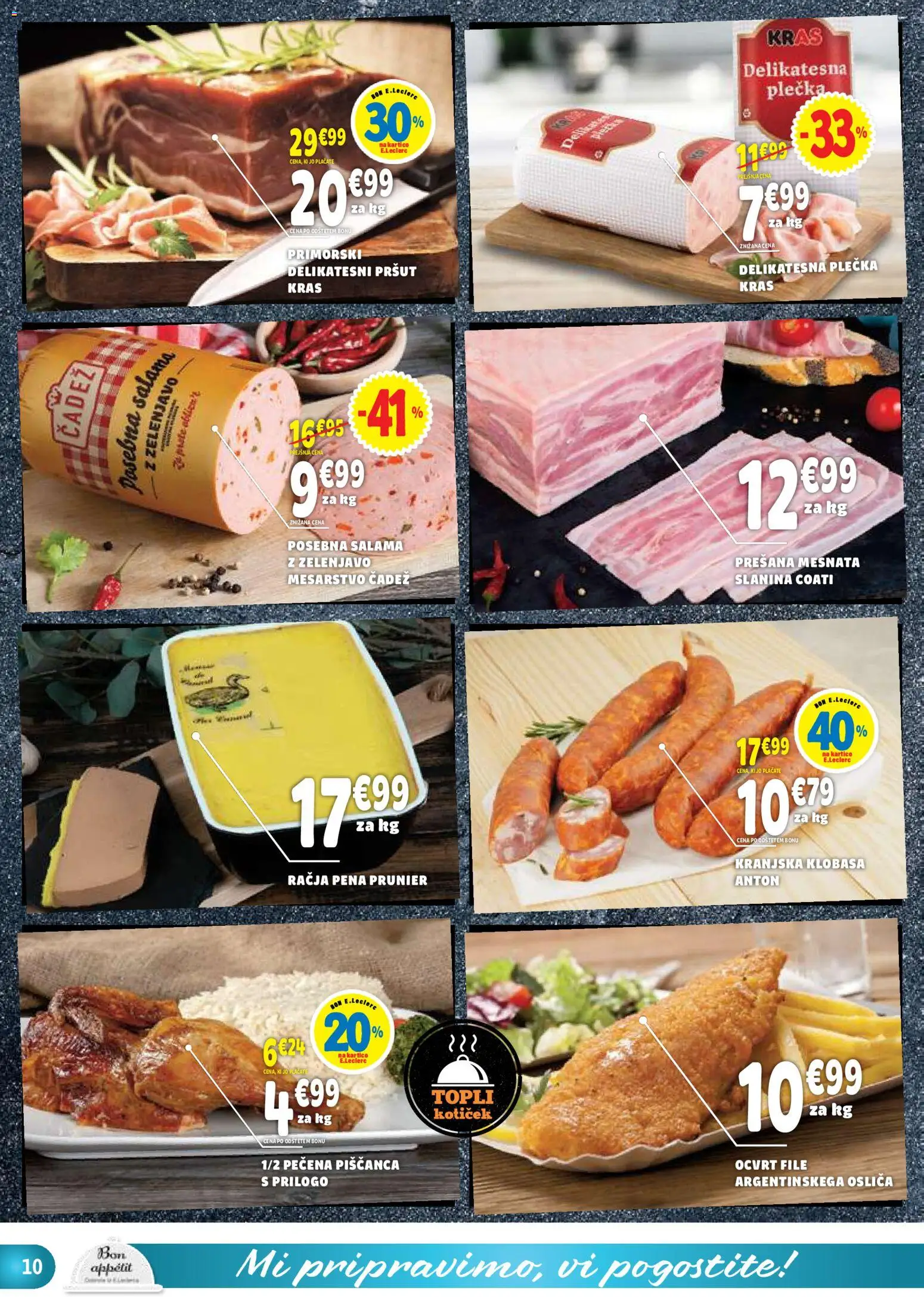 Novi E.leclerc katalog ponudbe – veljaven od 28.01.2026 | Stran: 10 | Izdelki: Pršut, Slanina, Salama