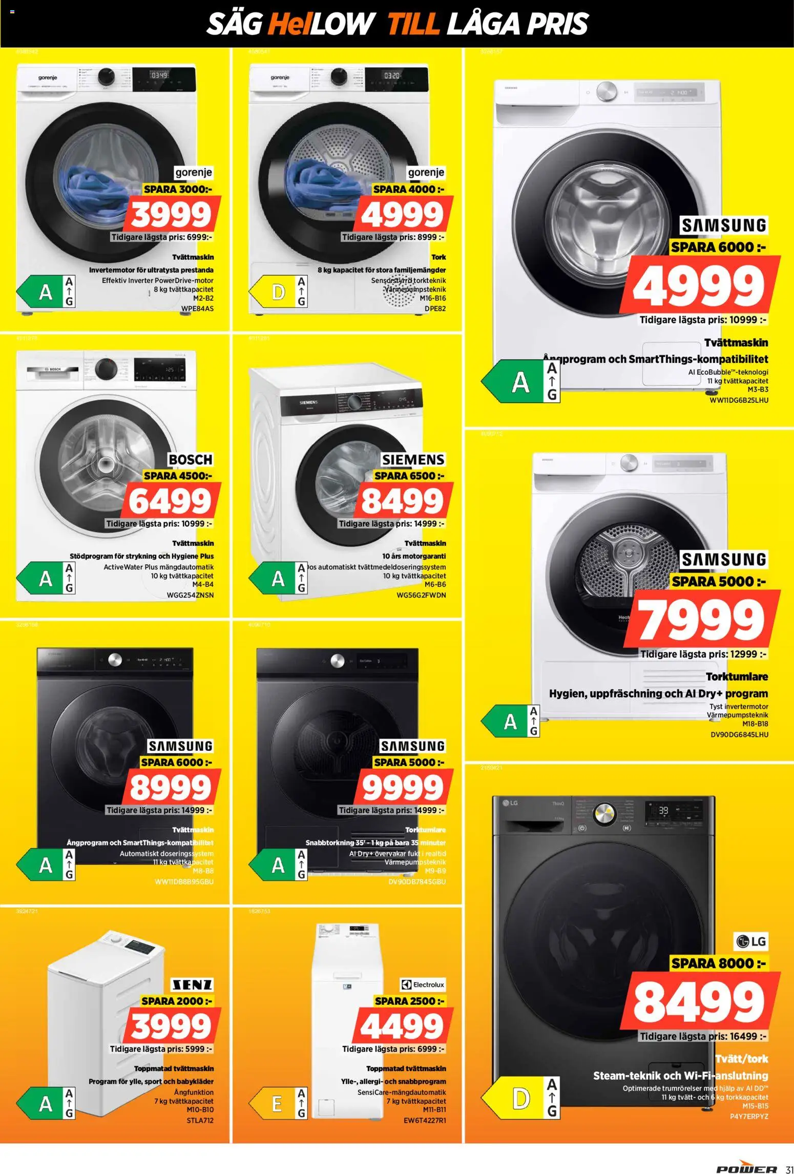 Power reklamblad aktuell från 02.02.2026 | Sida: 31 | Produkter: Såg, Tvättmaskin, Torktumlare