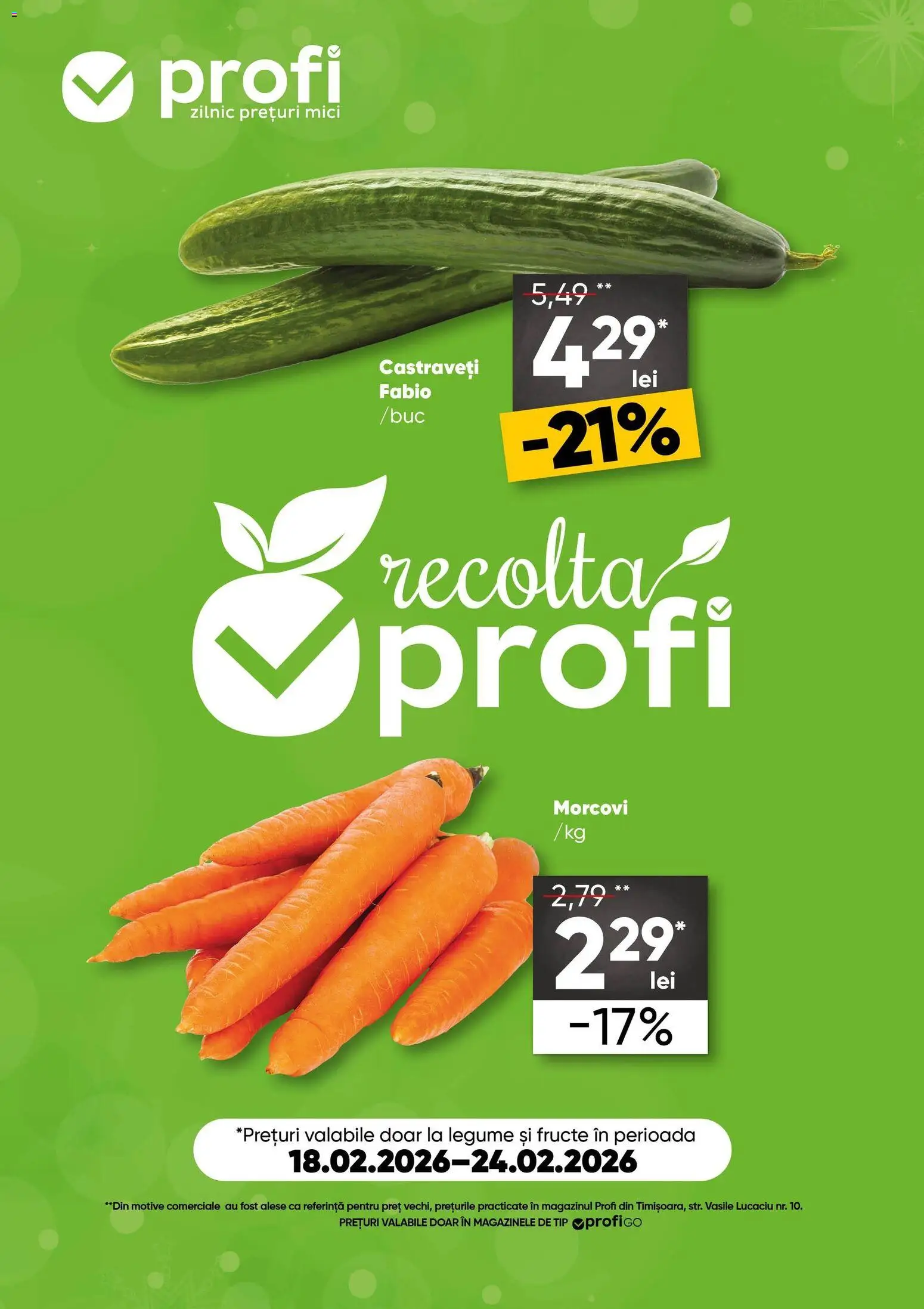 Noul catalog Profi – valabil de la 18.02.2026 | Pagină: 1 | Produse: Morcovi, Castraveți, Legume, Fructe