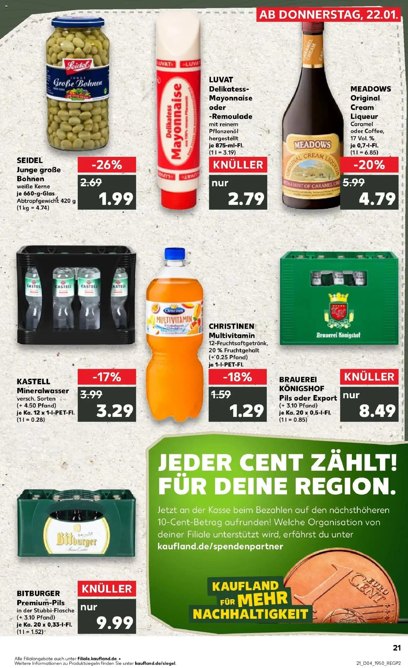 Prospekt Kaufland ab 25.01.2026 » Angebote Online zum Blättern | Seite: 21 | Produkte: Bitburger, Pils, Mineralwasser, Mayonnaise