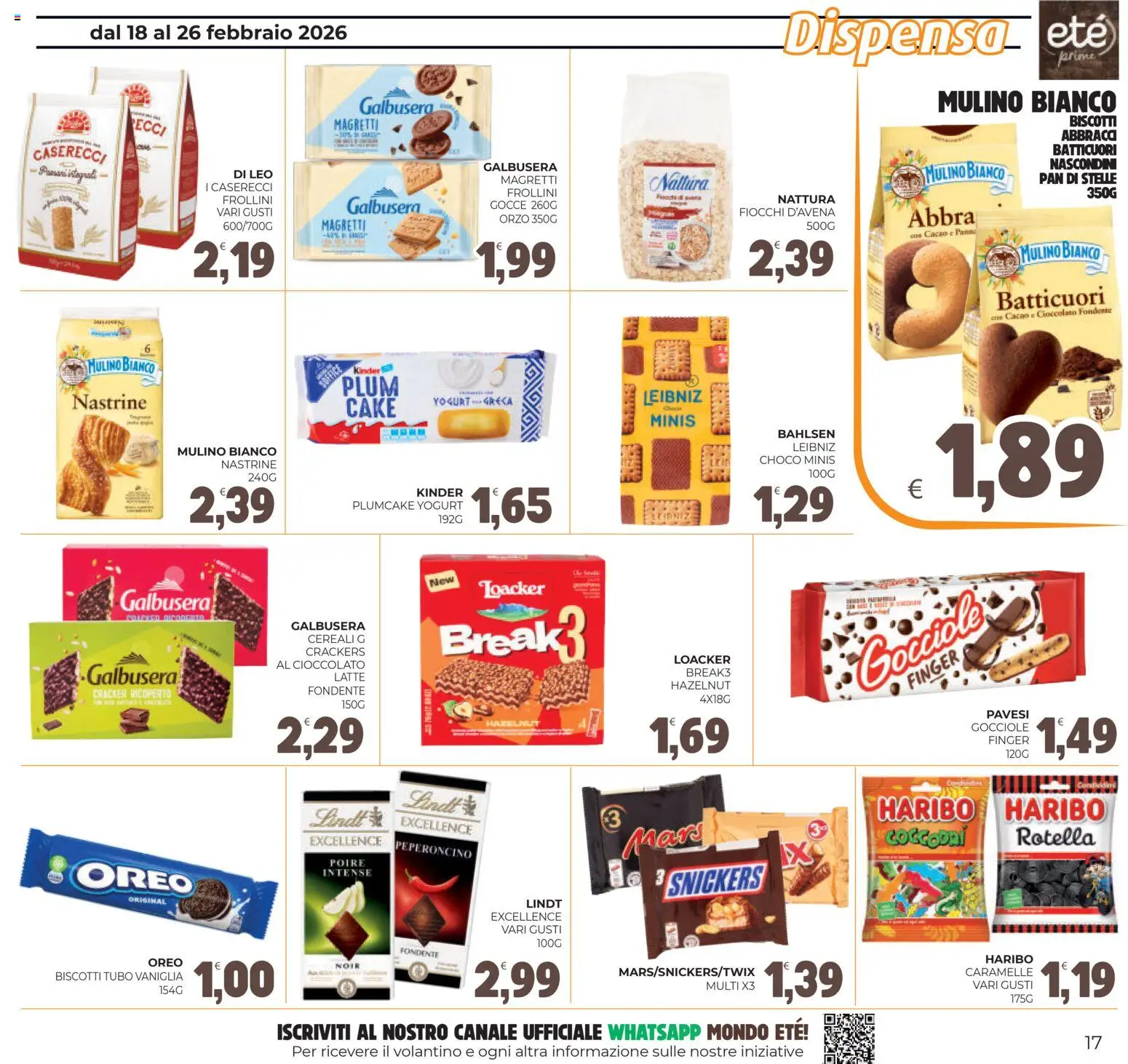 Volantino Eté del 18.02.2026 | Pagina: 17 | Prodotti: Pane, Biscotti, Latte, Plumcake