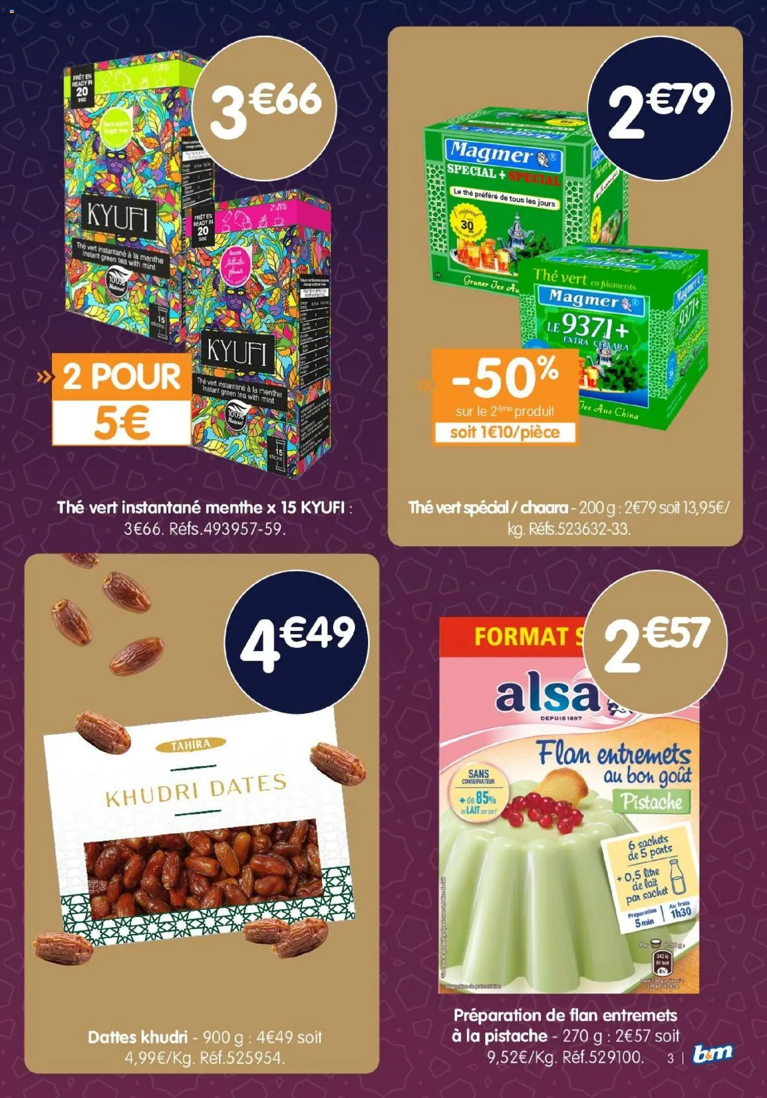 {H1} | Page: 3 | Produits: Dattes, Menthe, Lait, Thé