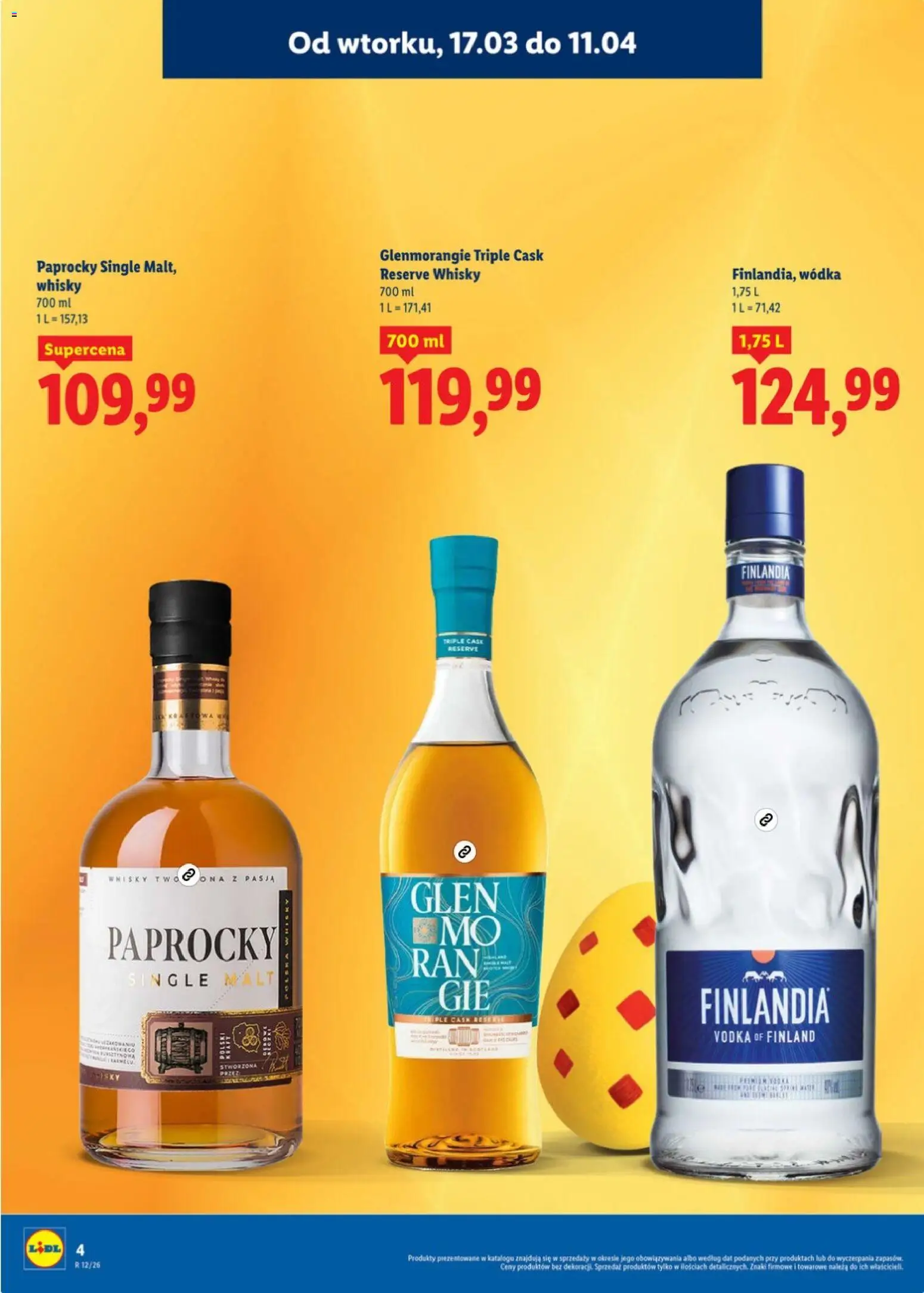 Lidl Katalog alkoholi mocnych od 17.03.2026 | Strona: 4 | Produkty: Wódka finlandia, Vodka, Wódka, Whisky