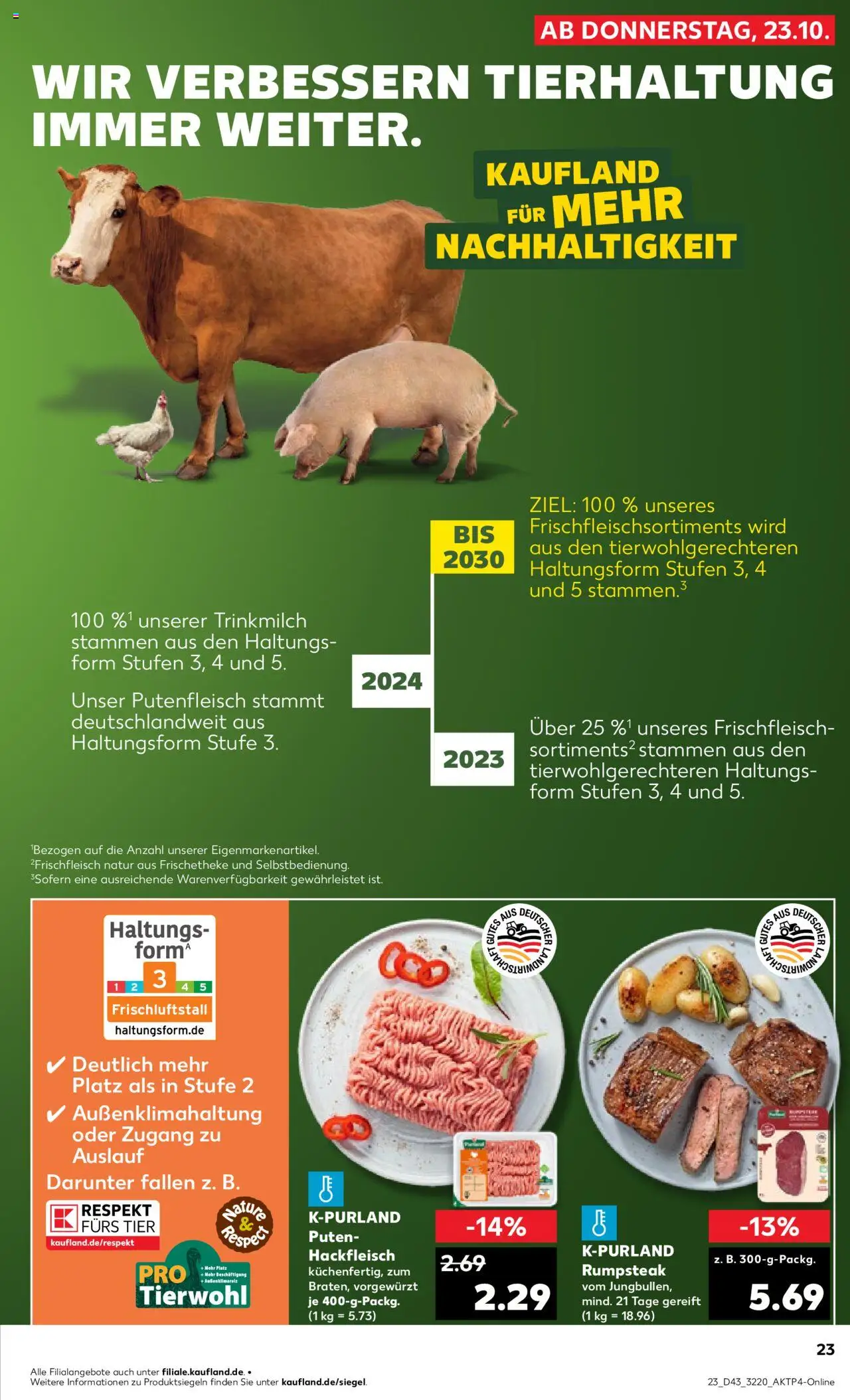 Kaufland prospekt Jena	 – gültig ab 23.10.2025 | Seite: 23 | Produkte: Rumpsteak, Steak, Hackfleisch