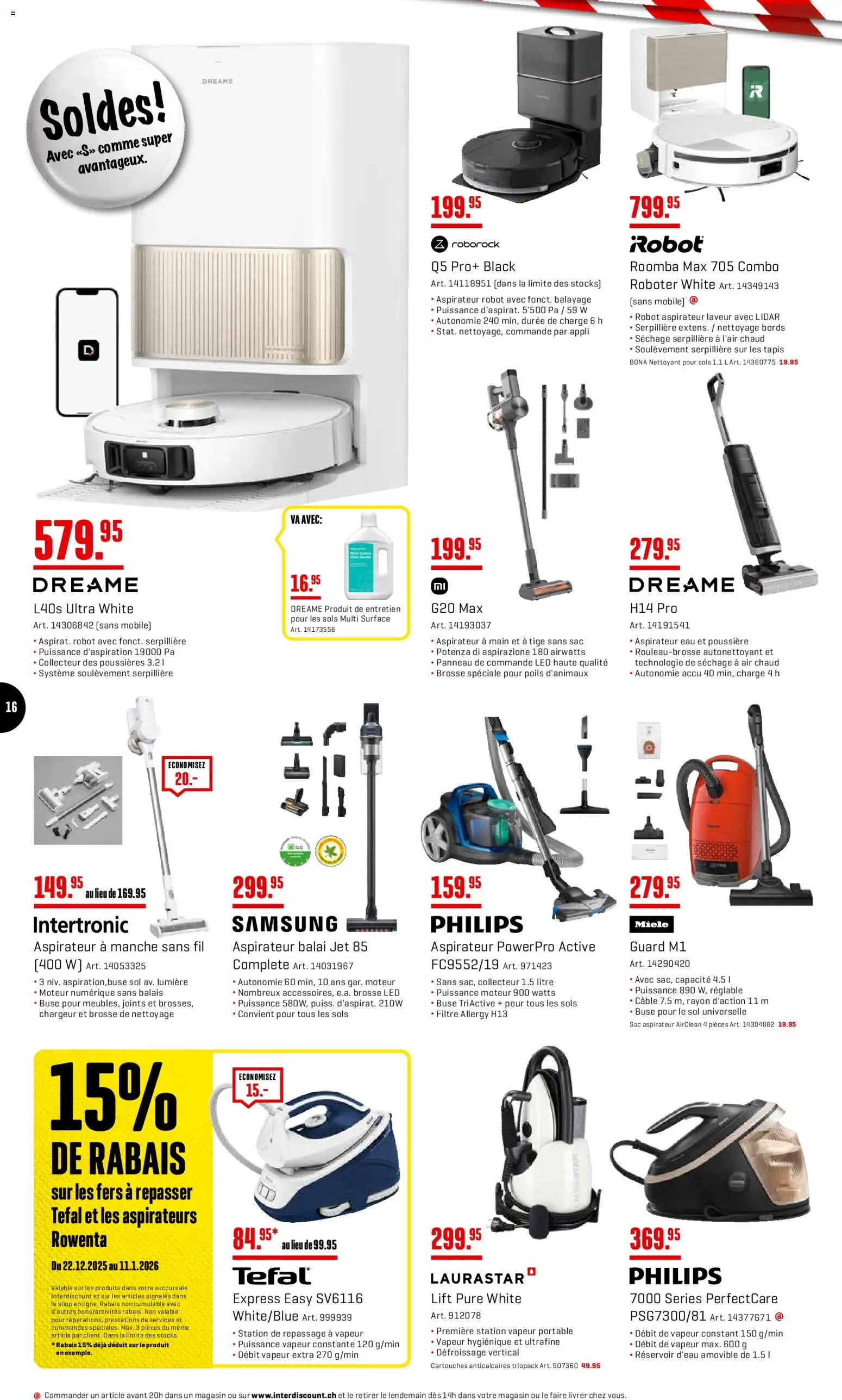Interdiscount Aktionen FR – gültig ab 22.12.2025 | Seite: 16 | Produkte: Roboter, Samsung, Miele, Philips