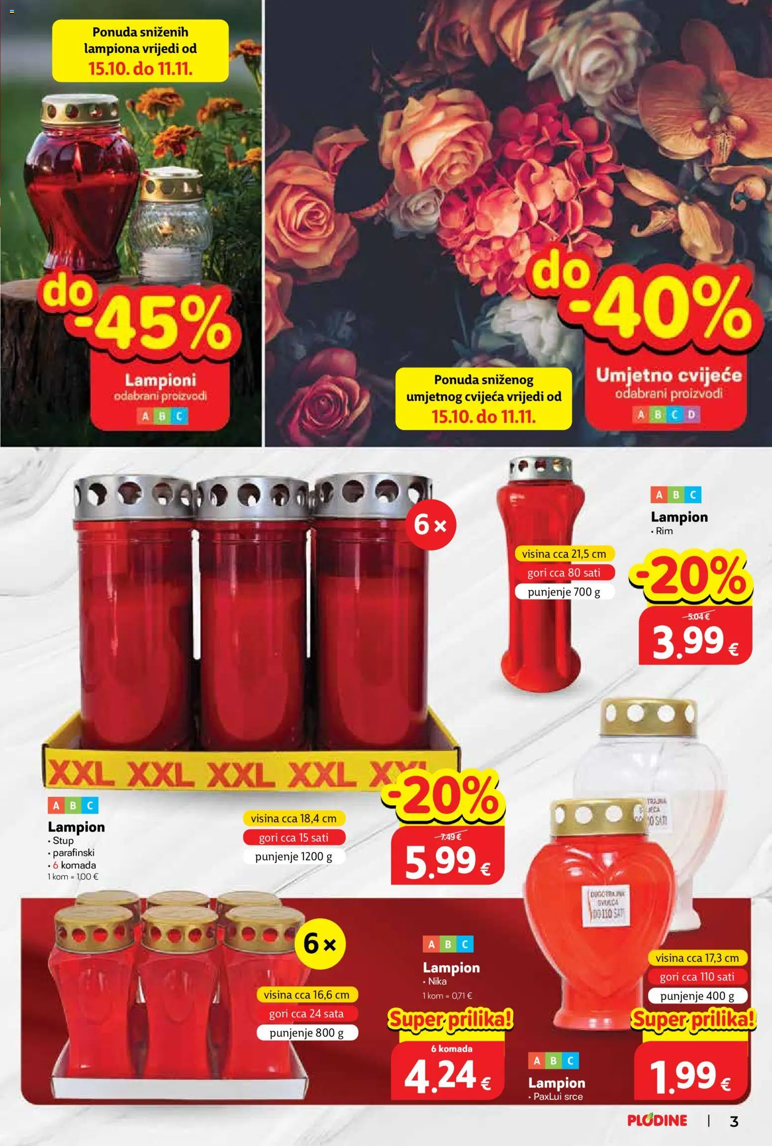 Plodine katalog | vrijedi od 29.10.2025 | Stranica: 3 | Proizvodi: Cvijeće, Lampion