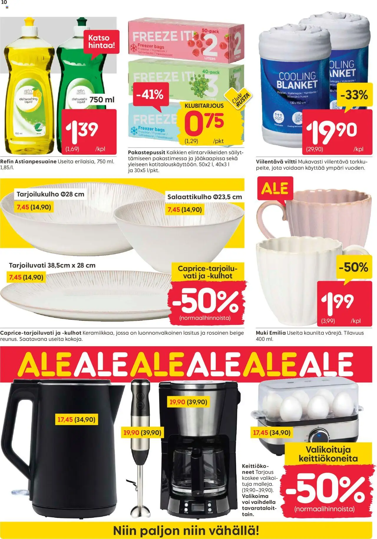  | Sivu: 10 | Tuotteet: Astianpesuaine, Viltti, Voi, Huopa