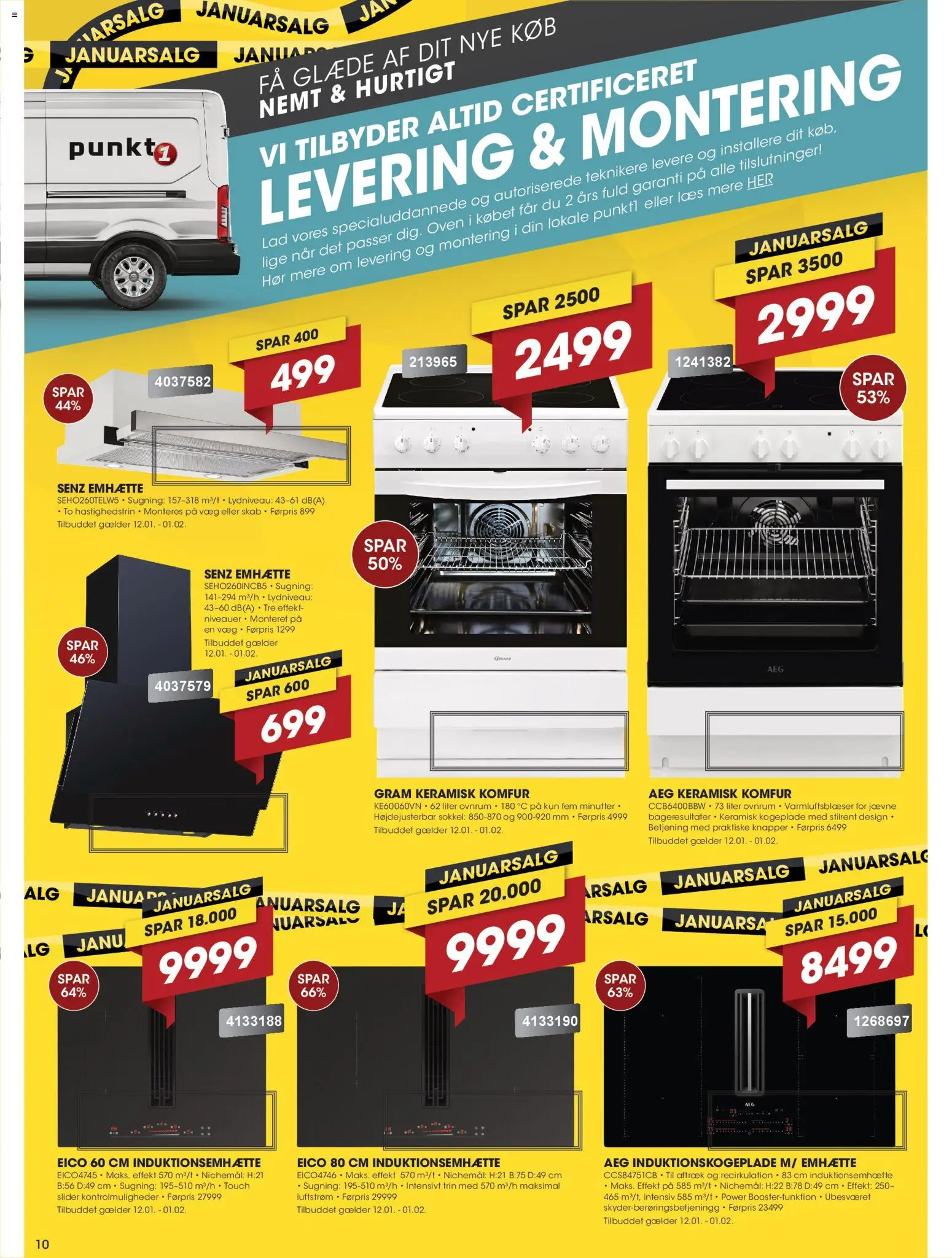 Punkt1 tilbudsavis – gyldig fra 12.01.2026 | Side: 10 | Produkter: Komfur, Æg, Skab, Kogeplade