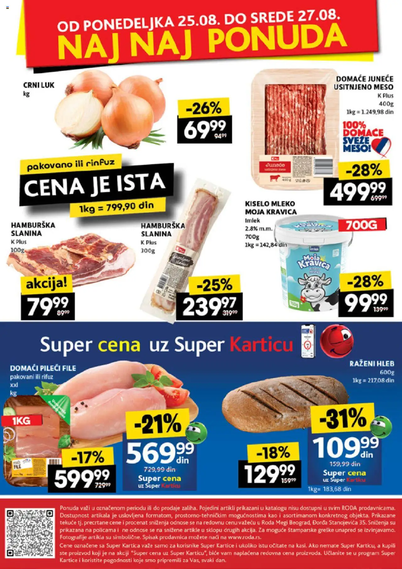 Roda katalog - važi od 21.08.2025 | Strana: 48 | Proizvode: Pileći file, Crni luk, Moja kravica, Hamburska slanina