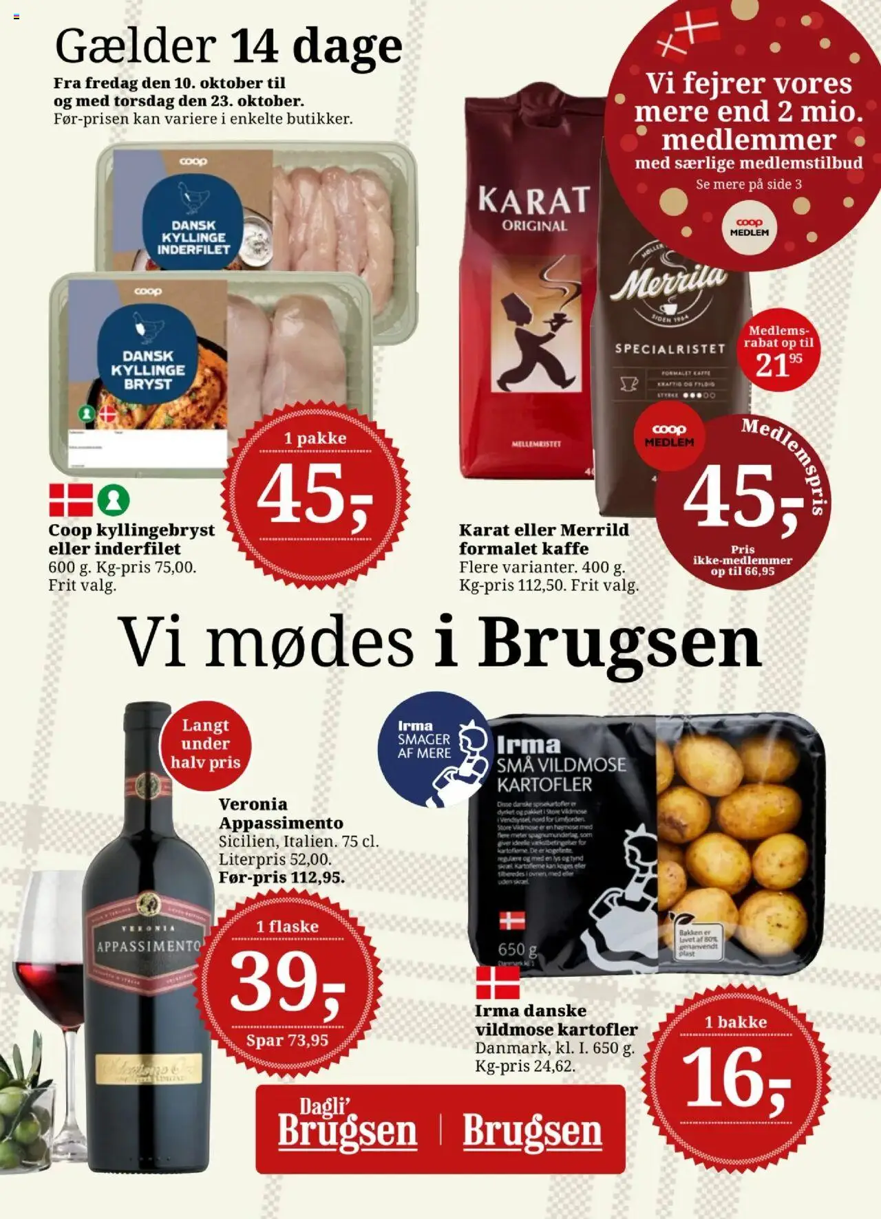 Dagli'Brugsen tilbudsavis – gyldig fra 10.10.2025 | Side: 1 | Produkter: Kaffe, Kartofler, Søm