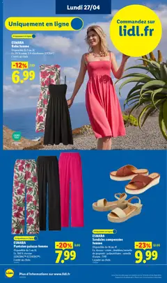LIDL - Prévisualisation de ESMARA Pantalon palazzo femme, Disponible du S au XL Ex. 100% viscose (LENZING™ ECOVERO™) L'unité au choix. valide à partir de 23.04.2026 | Page: 66