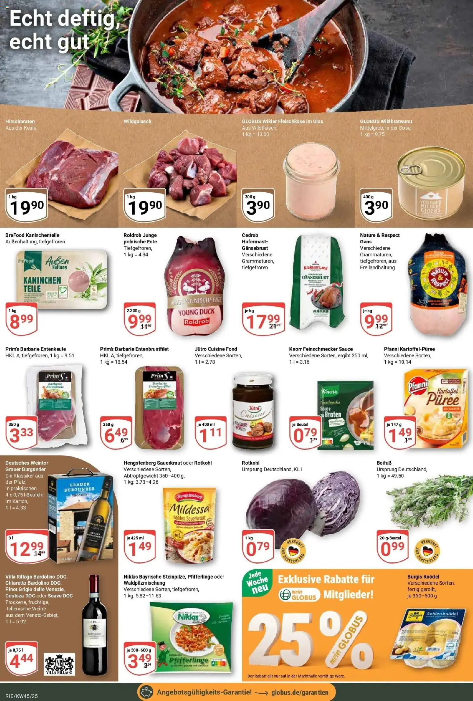 Globus prospekt Bochum-Riemke	 – gültig ab 02.11.2025 | Seite: 10 | Produkte: Rotkohl, Kaninchen, Pfifferlinge, Ente