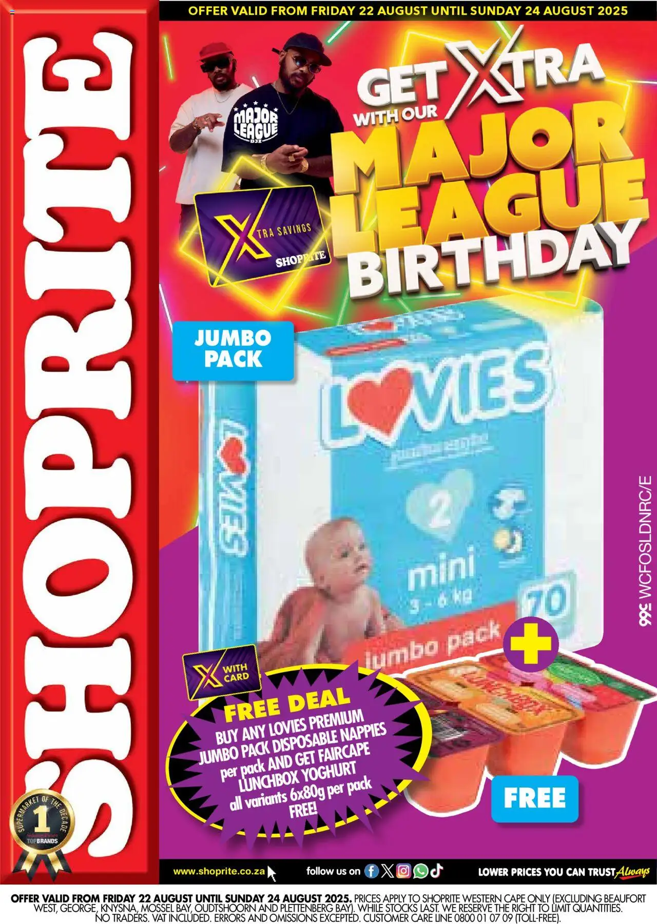 Shoprite Western Cape - Major Deals Lovies │ valid from 22.08.2025 | Page: 1 | Products: Yoghurt, Nappies