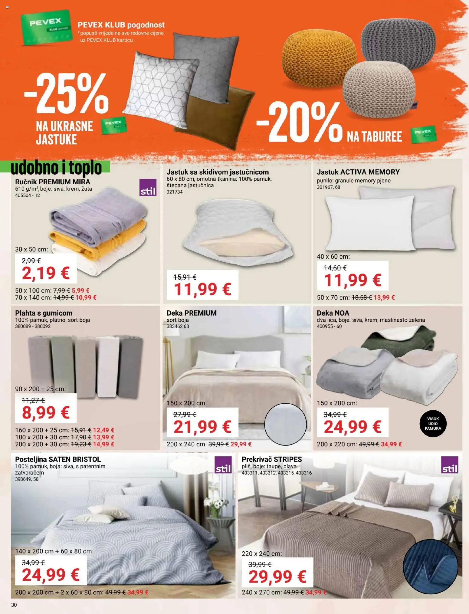 Pevex katalog | vrijedi od 23.10.2025 | Stranica: 30 | Proizvodi: Jastuk, Ručnik, Plahta, Deka