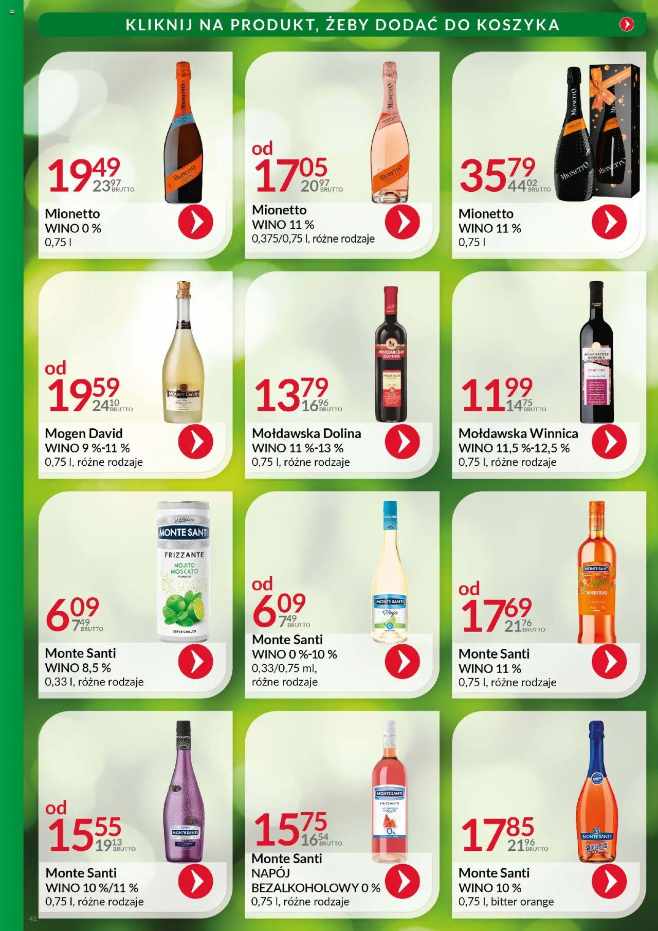 Eurocash Gazetka - Katalog Alkoholowy od 01.08.2025 | Strona: 42 | Produkty: Monte Santi, Wino, Prosecco
