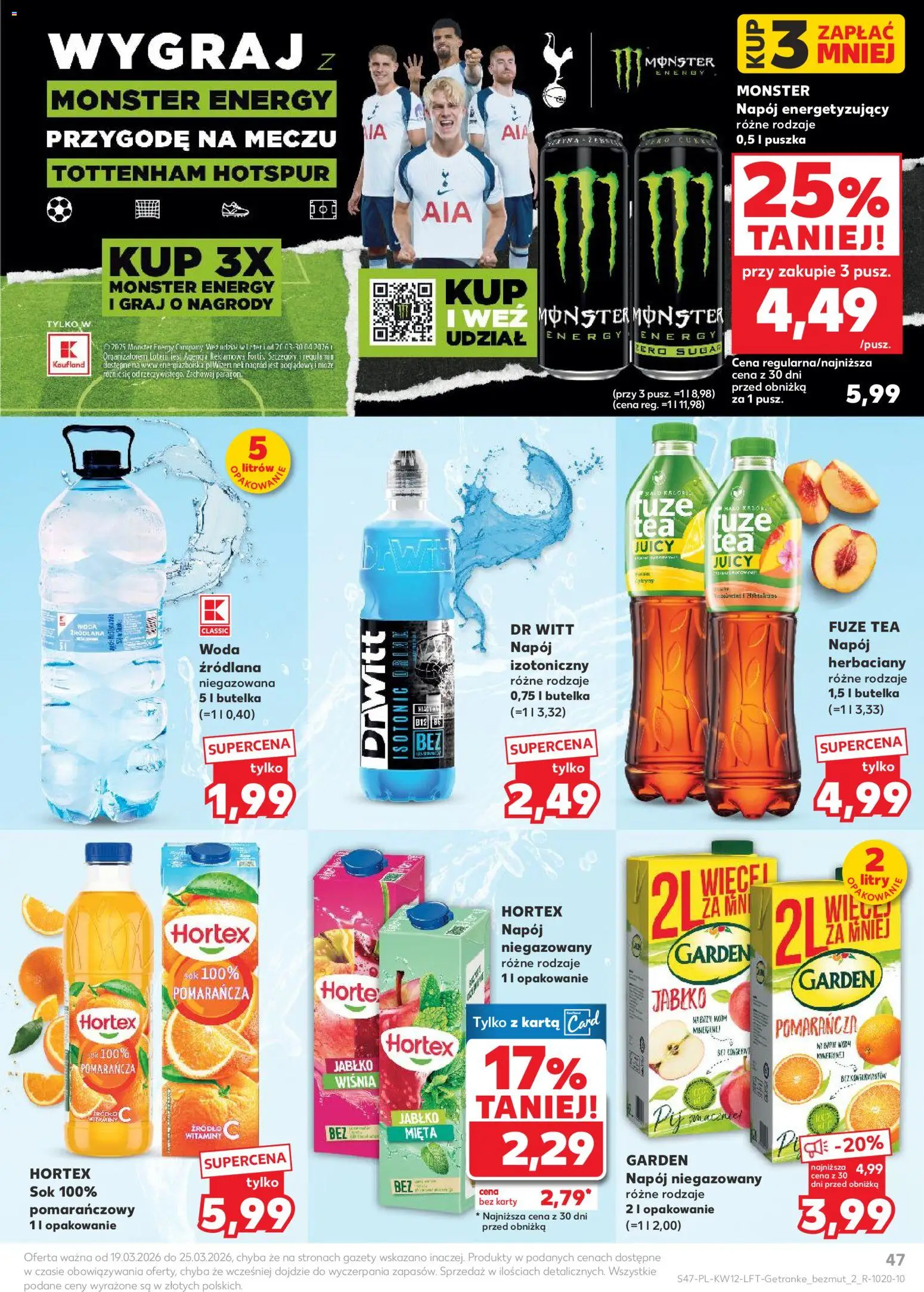 Kaufland Polsko leták od 19.03.2026 | Strana: 47 | Produkty: Monster, Drwitt, Fuze Tea, Monster Energy