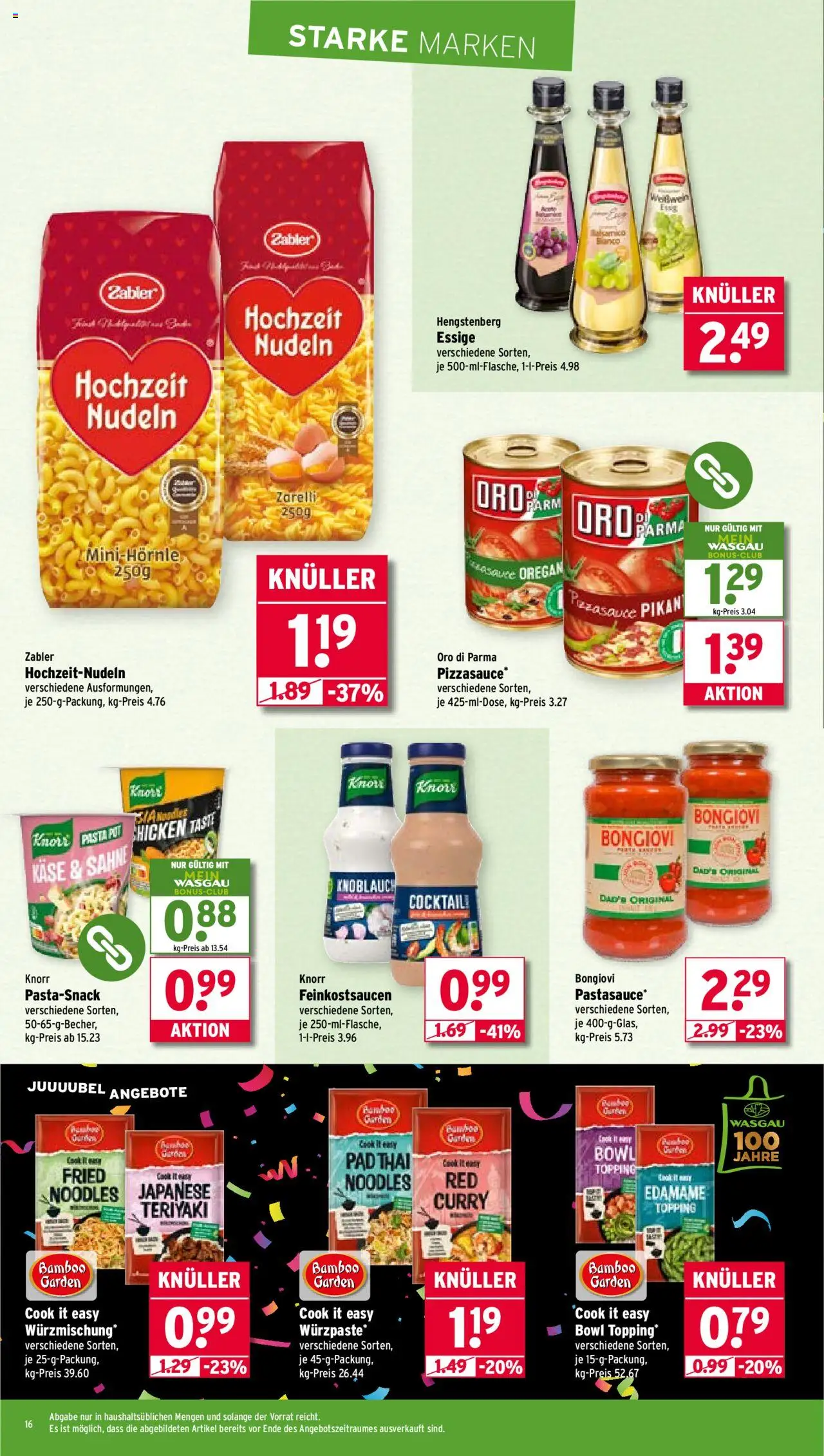 Wasgau Prospekt 	 - gültig ab dem 25.08.2025 | Seite: 16 | Produkte: Käse, Knorr, Knoblauch, Sahne
