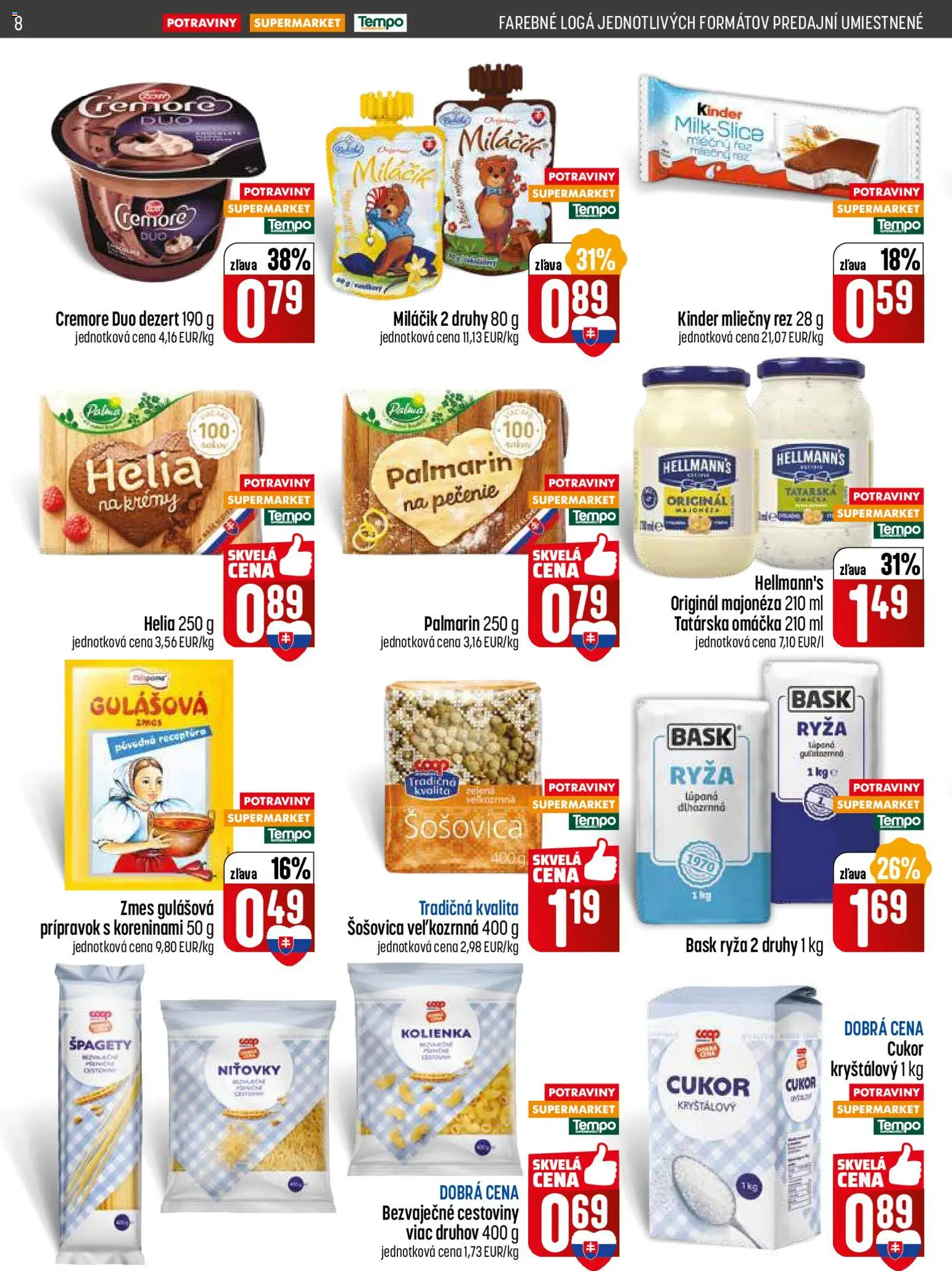 Nové COOP Jednota akcie – leták je platný od 29.01.2026 | Strana: 8 | Produkty: Cestoviny, Kinder, Šošovica, Cukor