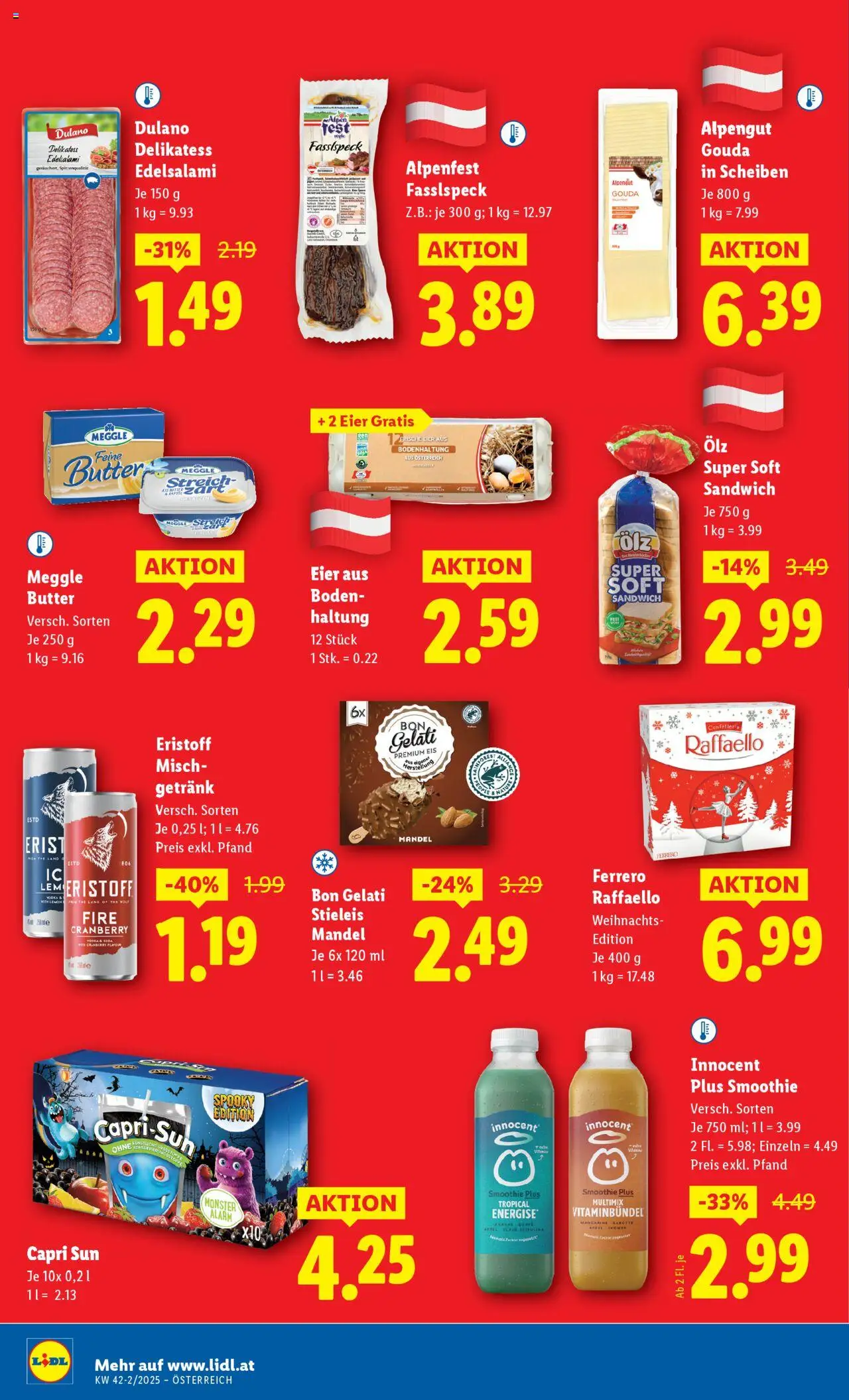 Lidl - Oberpullendorf, Güssing, Oberwart gültig ab 16.10.2025 | Seite: 10 | Produkte: Eis, Zucker, Butter, Eier