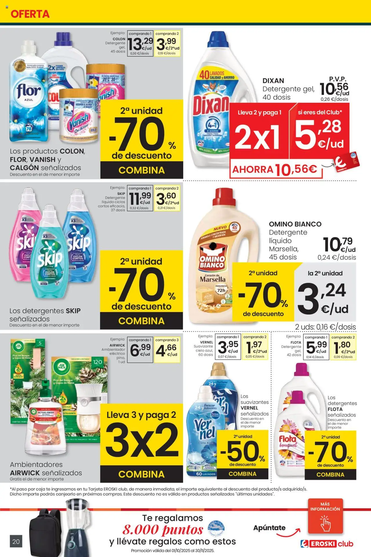 Eroski - Precio más bajo Center │ válido desde el 02.10.2025 | Página: 20 | Productos: Fragancia, Jabón, Ropa, Suavizante