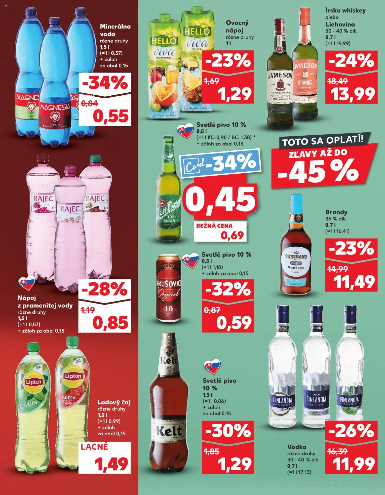 Nové Kaufland akcie – leták je platný od 05.02.2026 | Strana: 29 | Produkty: Jameson, Brandy, Minerálna voda, Finlandia