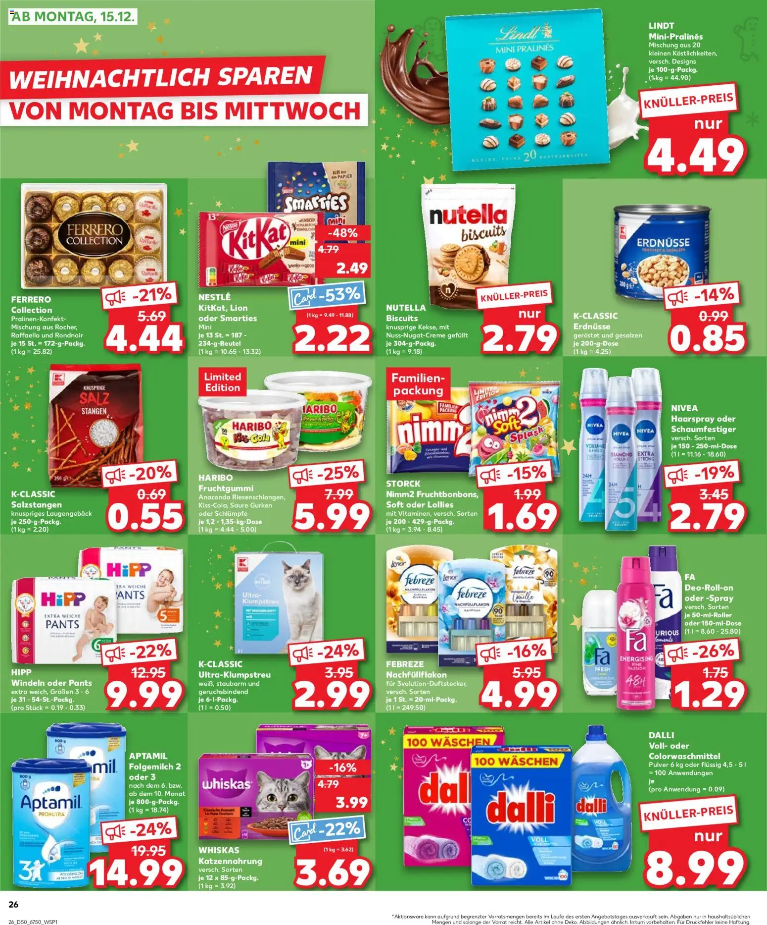 Kaufland prospekt Potsdam	 – gültig ab 11.12.2025 | Seite: 26 | Produkte: Smarties, Haarspray, Nutella, Lindt